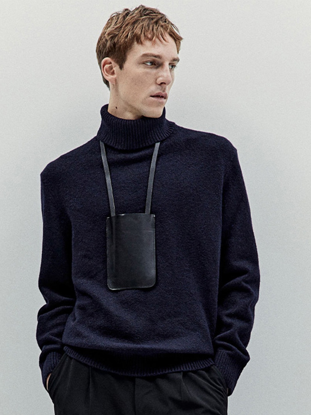 

H&M Regular Fit Polo-Neck Jumper, Navy blue
