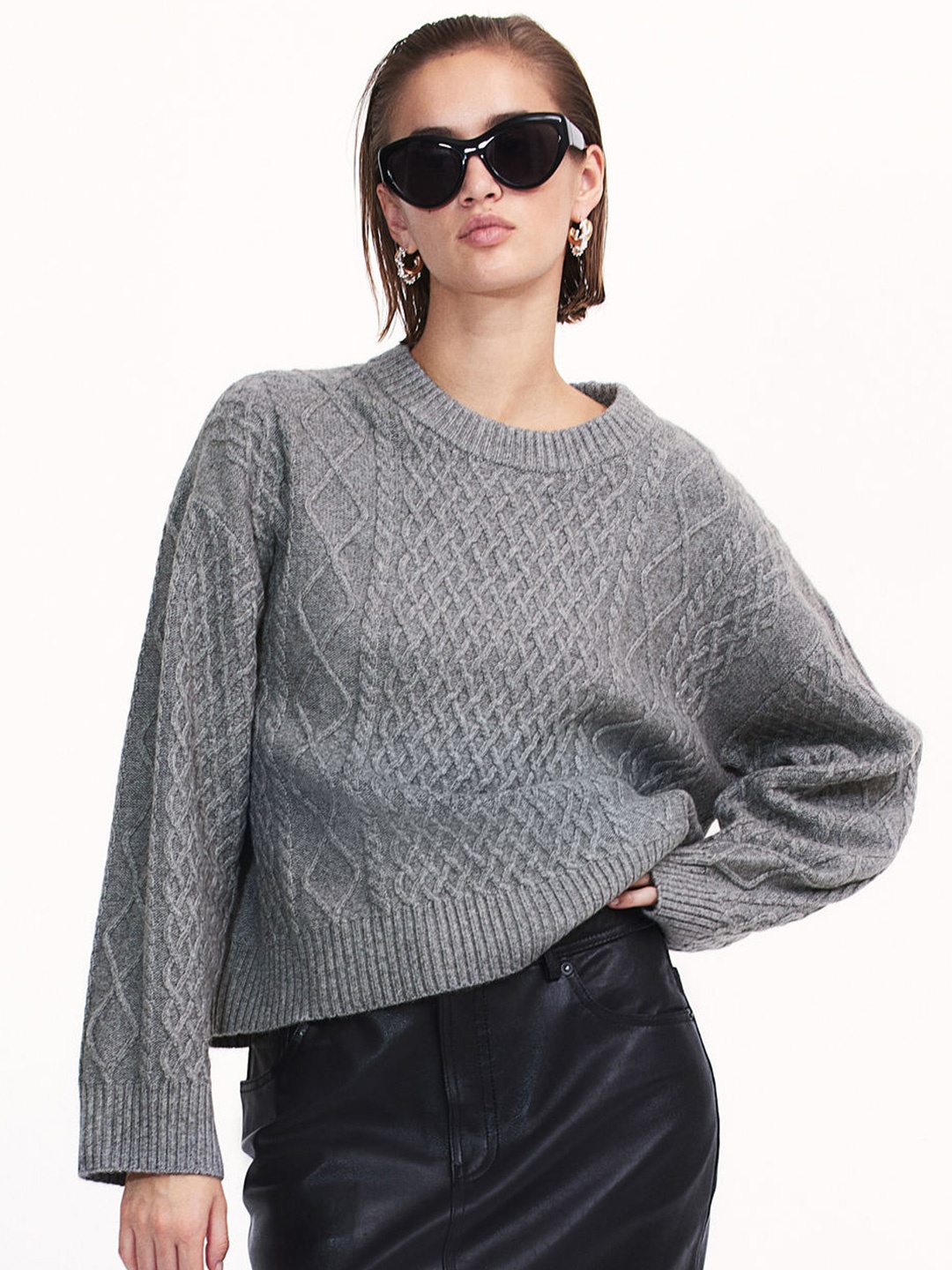 

H&M Cable-knit Jumper, Grey