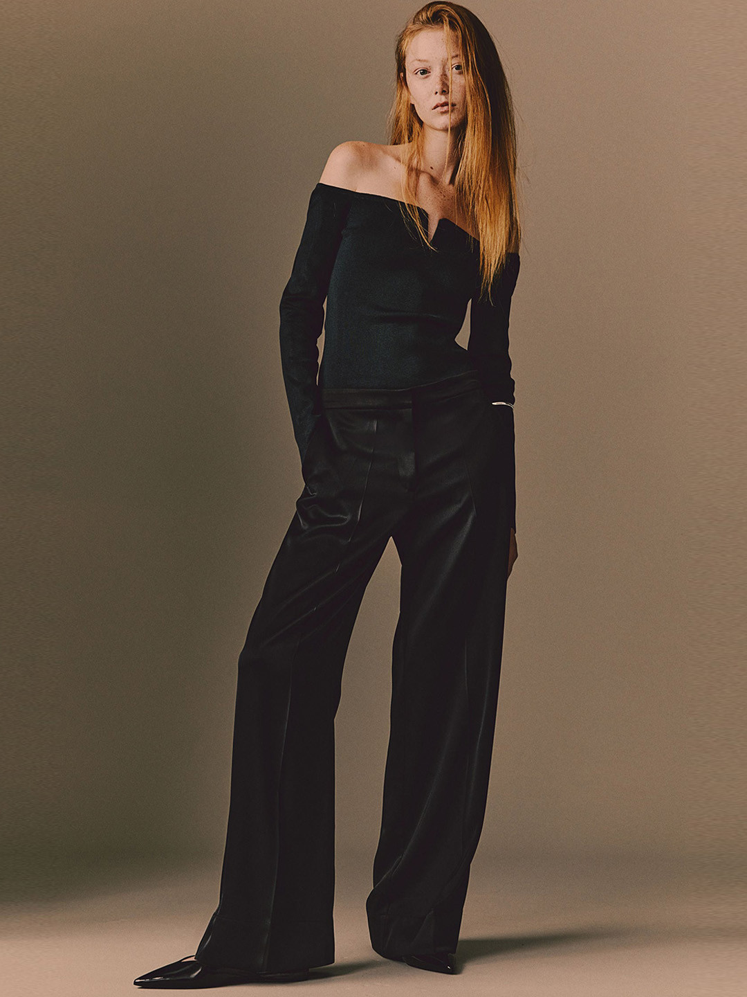 

H&M Wide Satin Trousers, Black