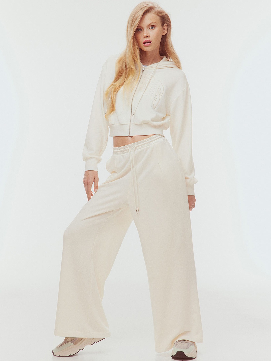 

H&M Women Pleat-Detail Joggers, White