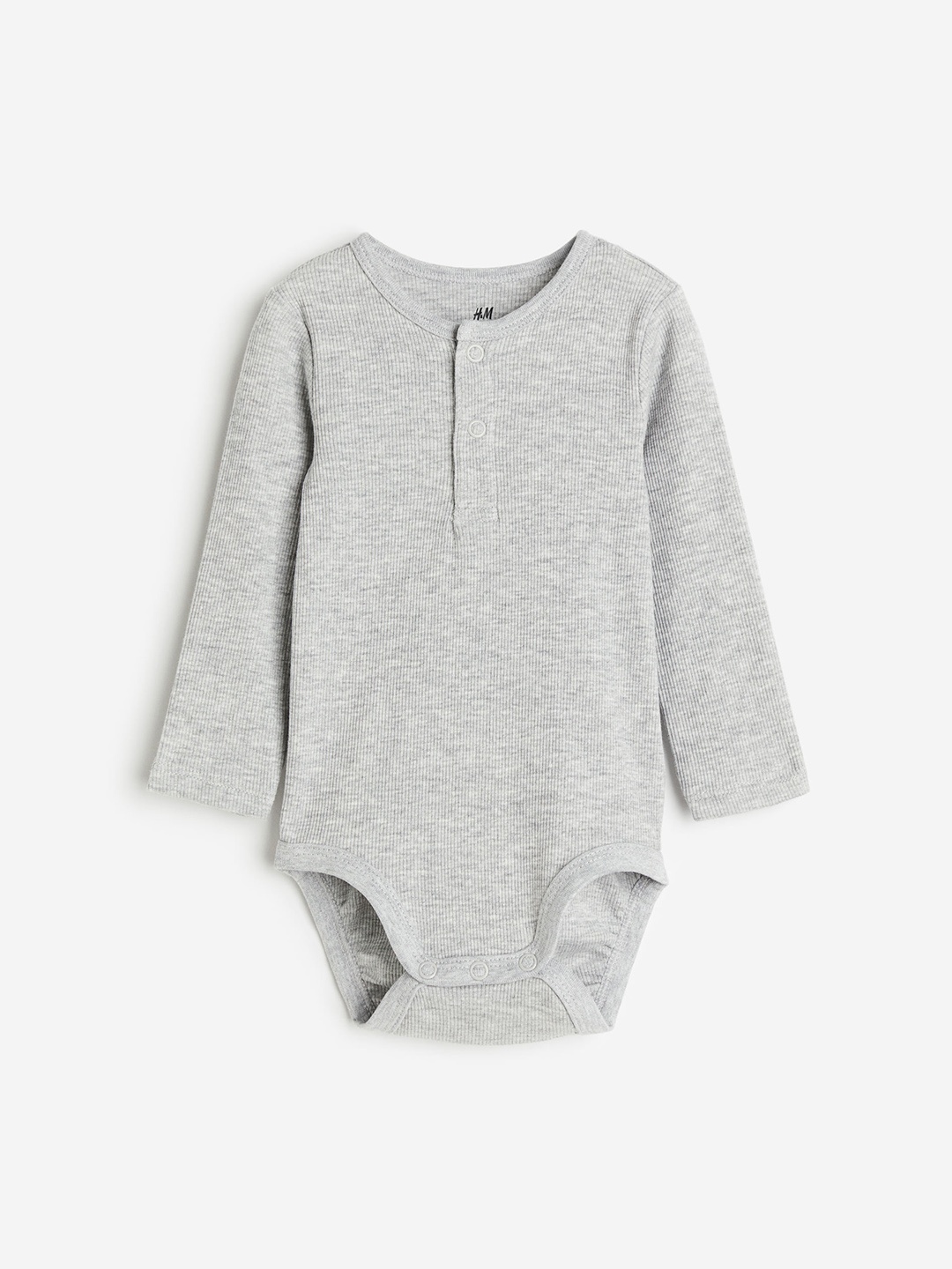 

H&M Infant Boys Long-Sleeved Henley Bodysuit, Grey