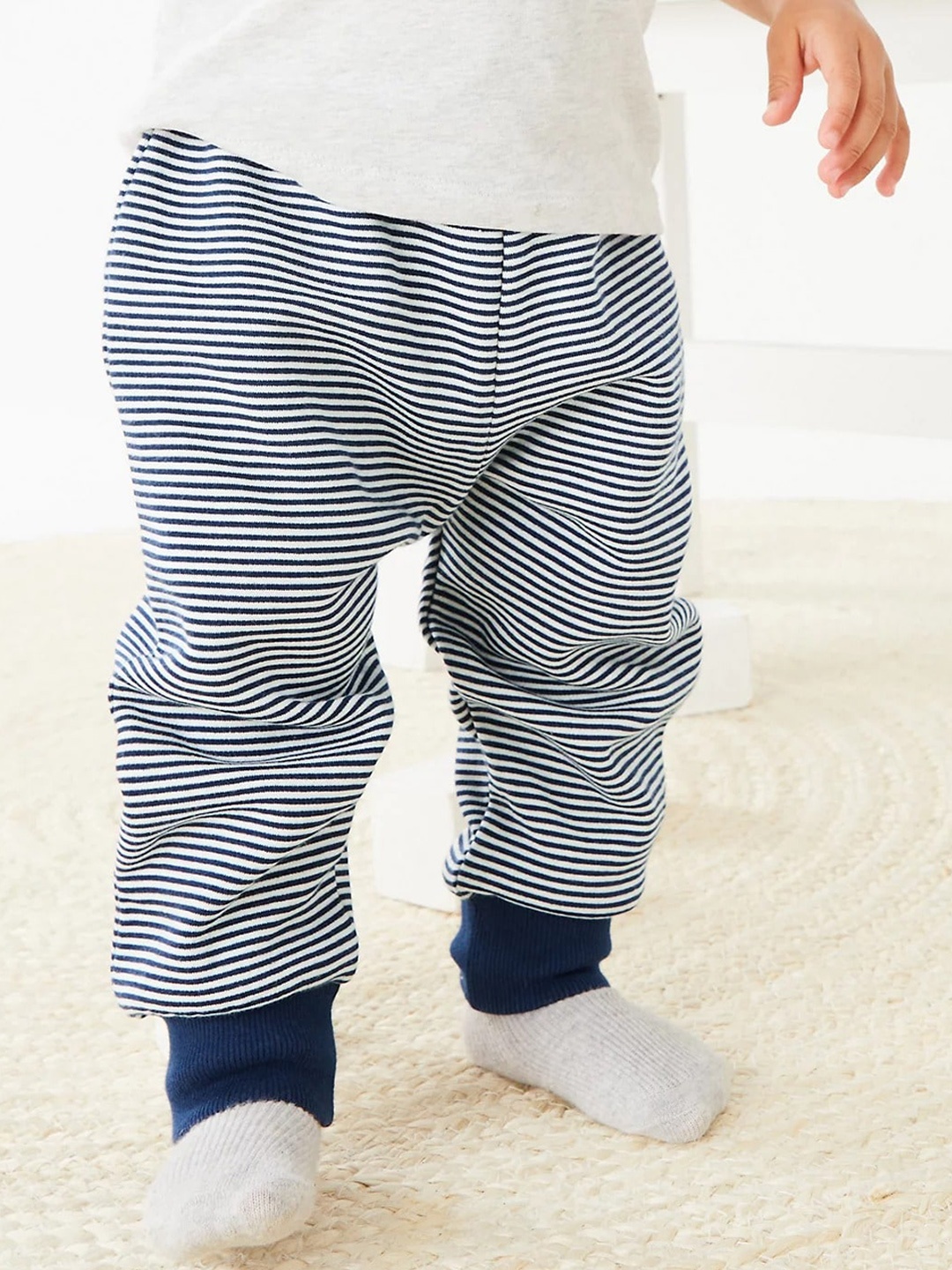

Marks & Spencer Boys Striped Cotton Joggers, Navy blue