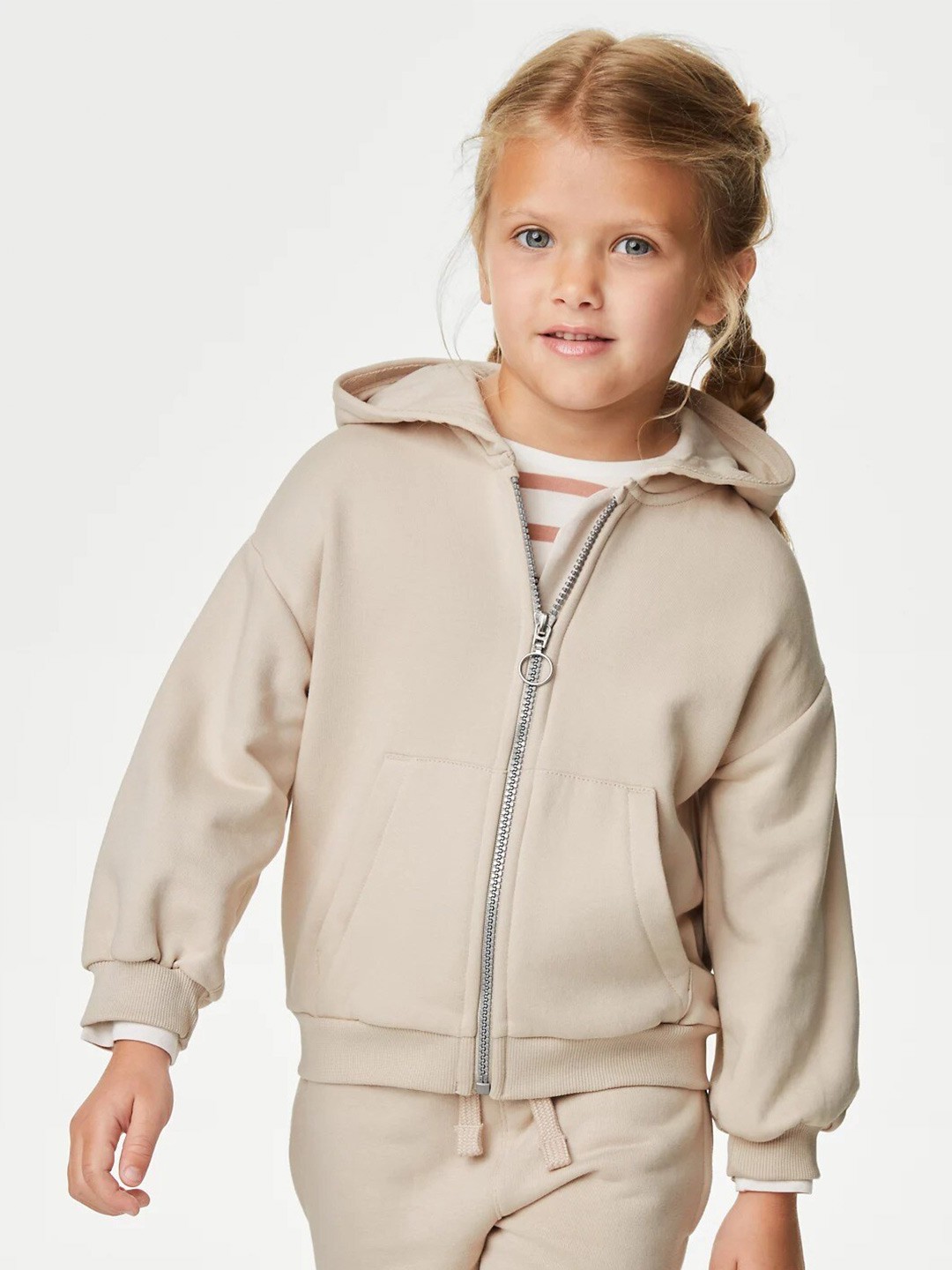 

Marks & Spencer Girls Hooded Cotton Sweatshirt, Beige
