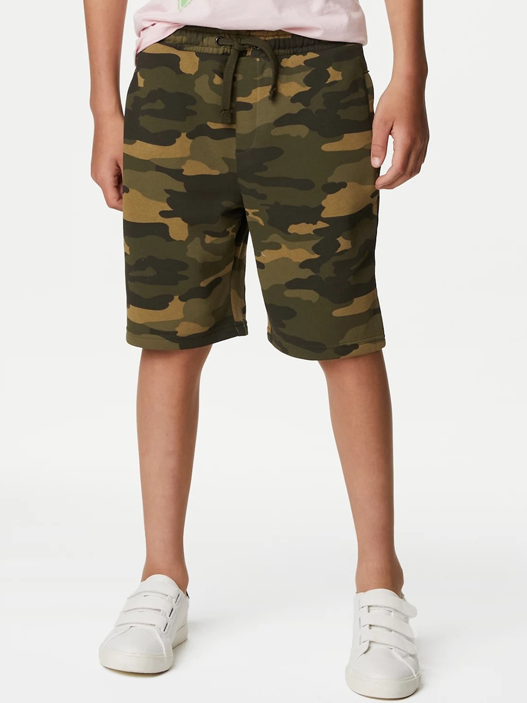 

Marks & Spencer Boys Mid Rise Camouflage Printed Shorts, Khaki