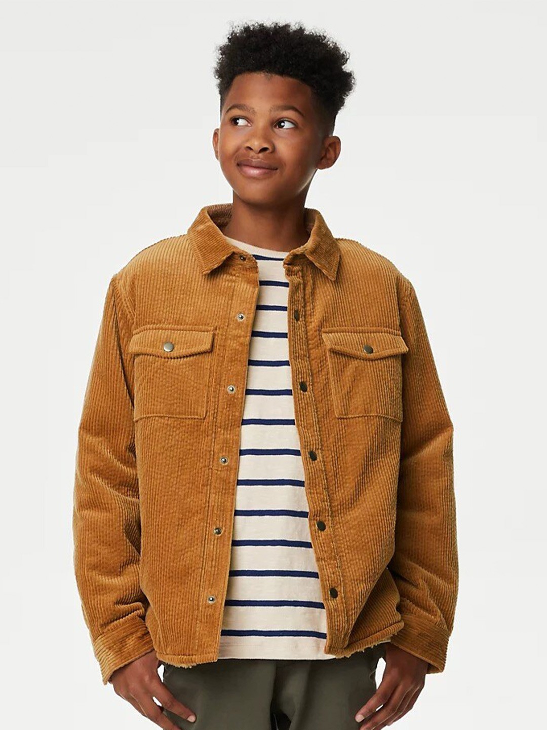 

Marks & Spencer Boys Pure Cotton Casual Shacket, Brown