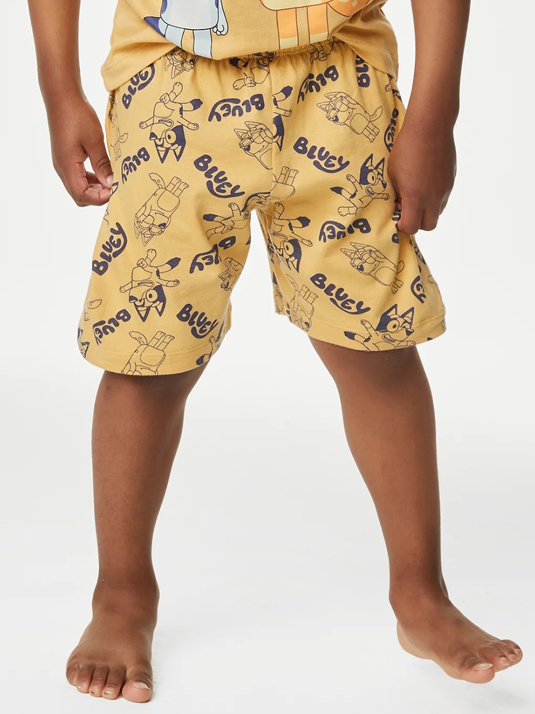 

Marks & Spencer Boys Typography Printed Pure Cotton Night suit, Yellow