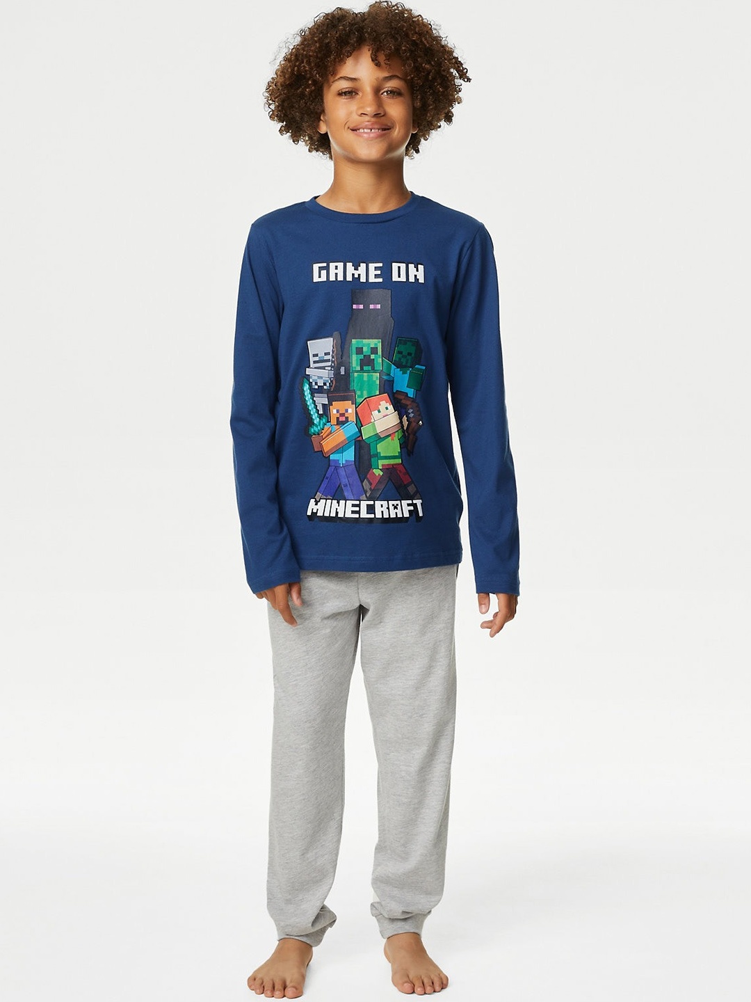 

Marks & Spencer Boys Graphic Printed Pure Cotton Night suit, Blue