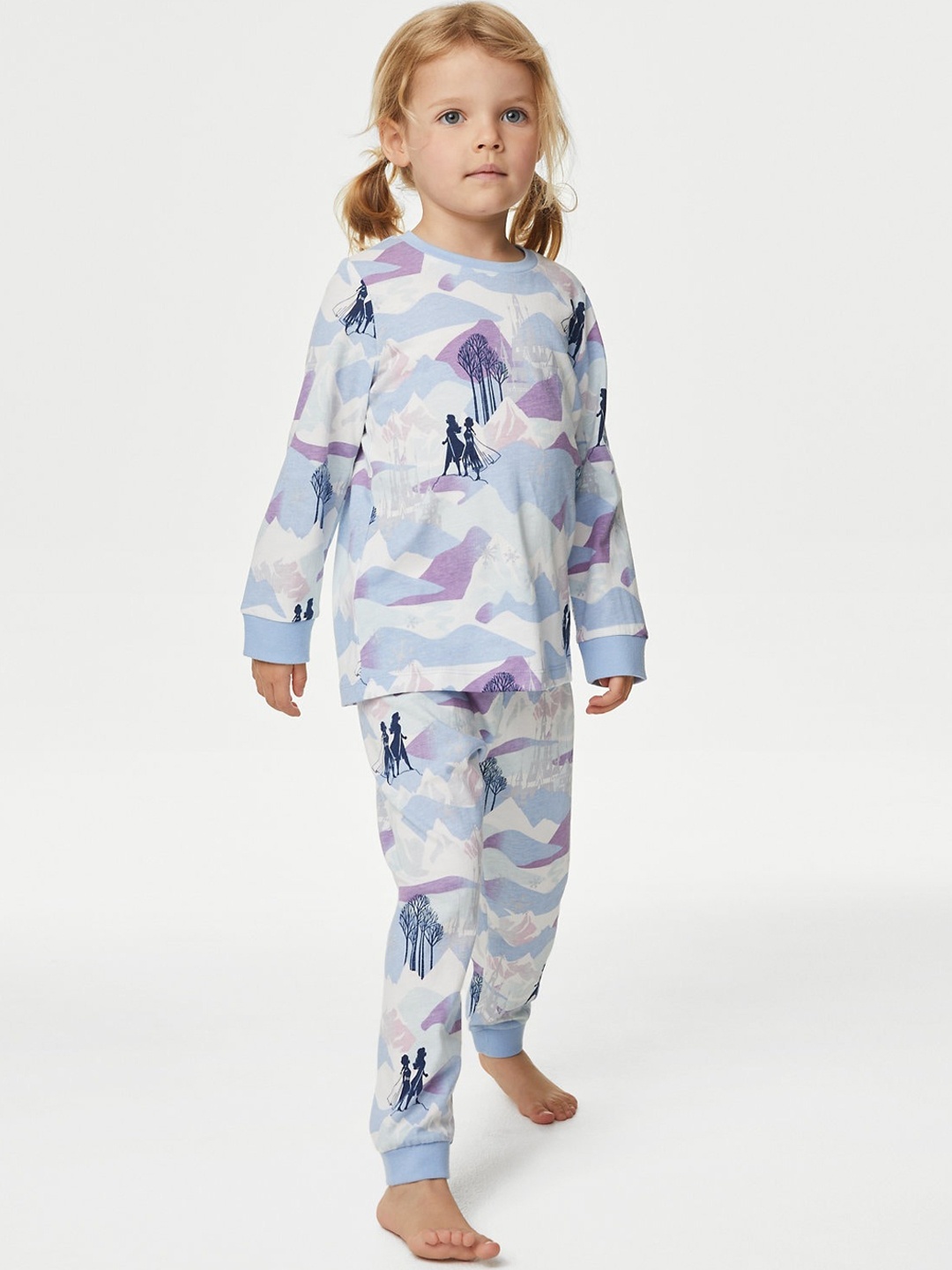 

Marks & Spencer Girls Printed Night suit, Blue