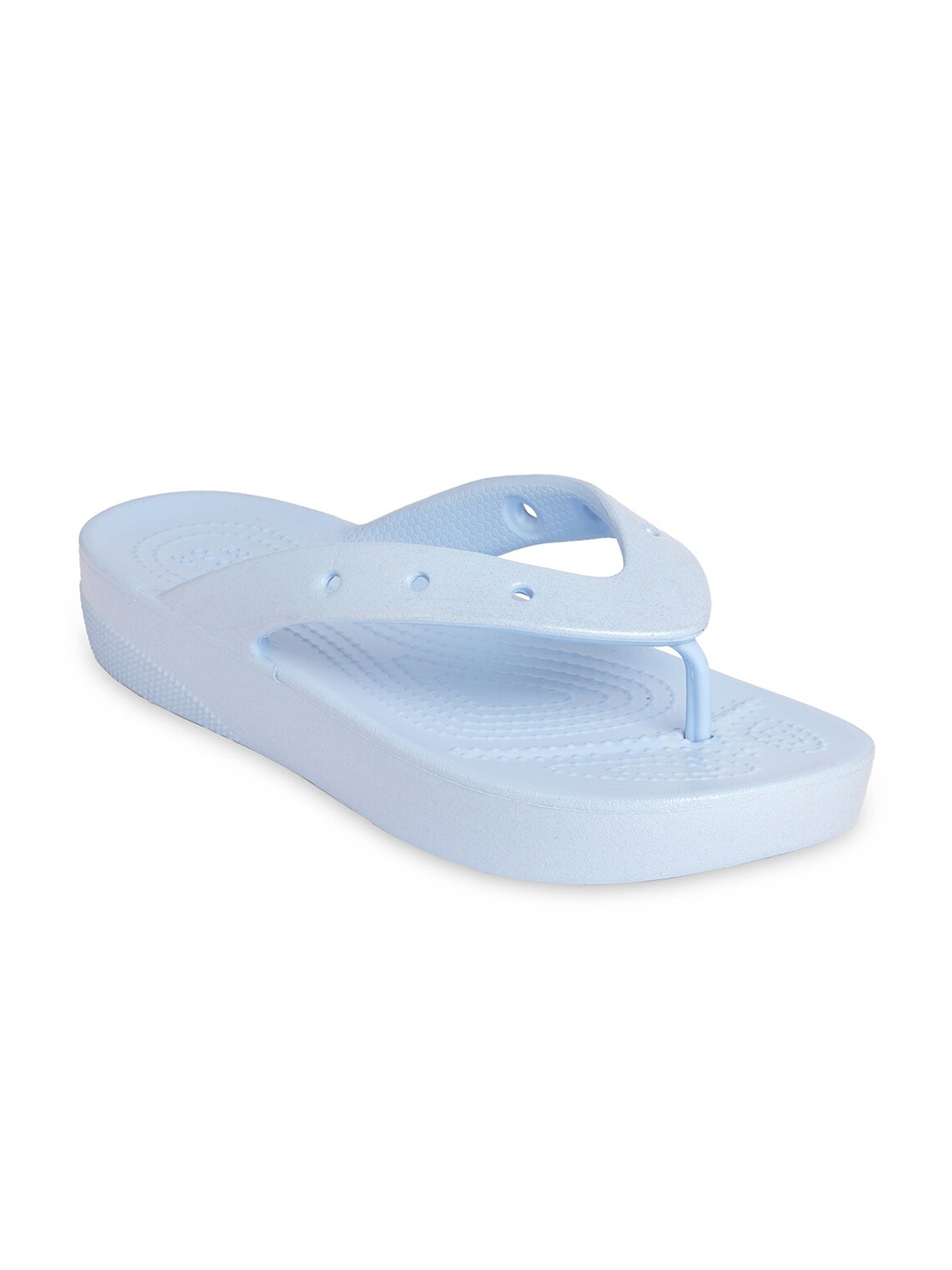 

Crocs Women's Classic Platform Meta Pearl Flip, Blue