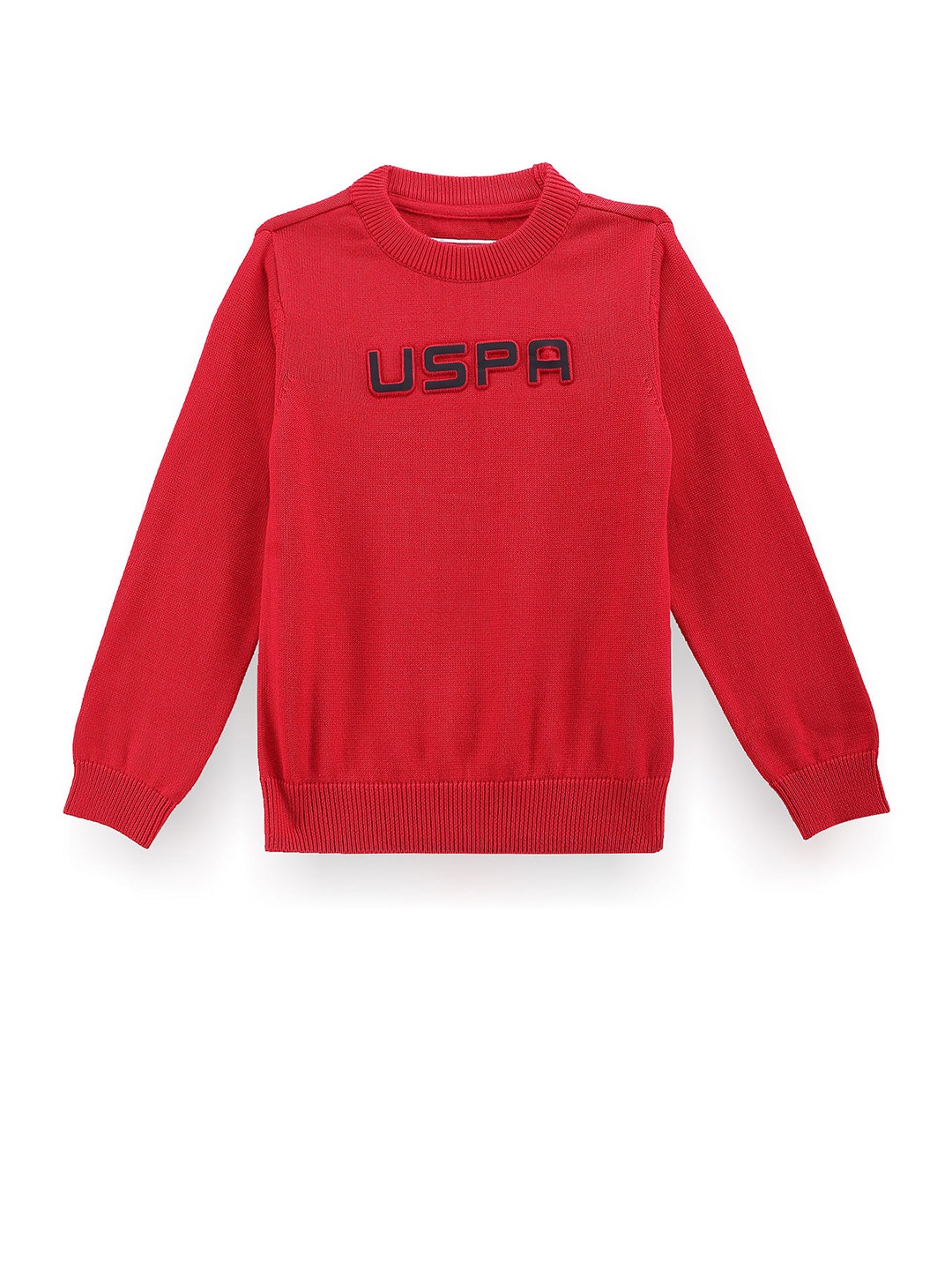 

U.S. Polo Assn. Kids Boys Brand Logo Printed Pure Cotton Pullover, Red