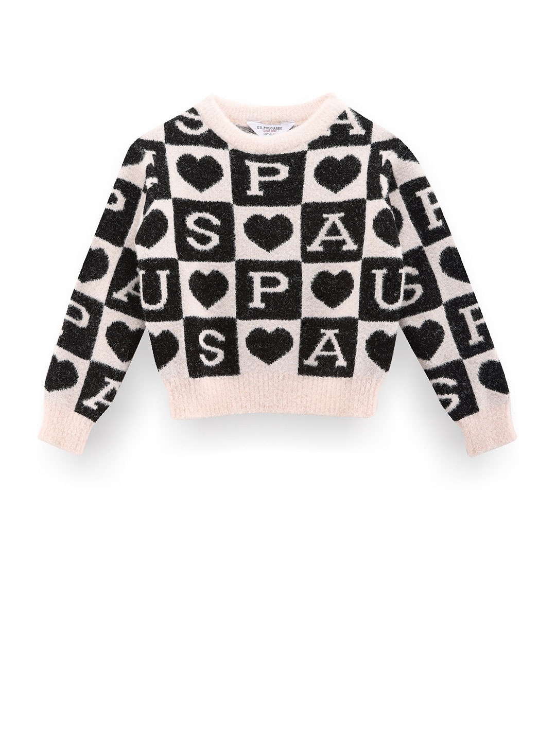 

U.S. Polo Assn. Kids Girls Self Design Pullover, Pink
