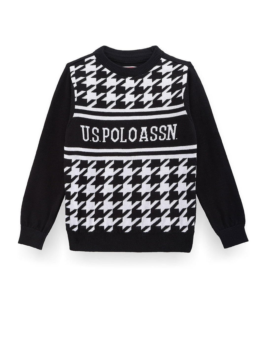 

U.S. Polo Assn. Kids Boys Printed Pure Cotton Pullover, Black