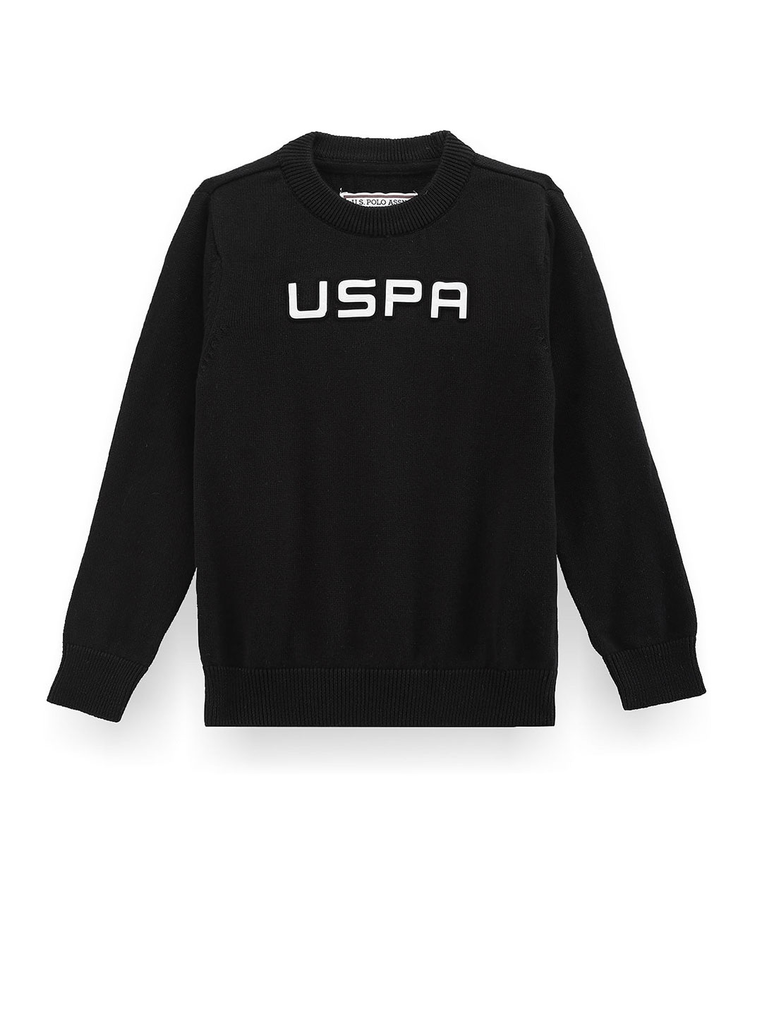 

U.S. Polo Assn. Kids Boys Printed Pure Cotton Pullover, Black