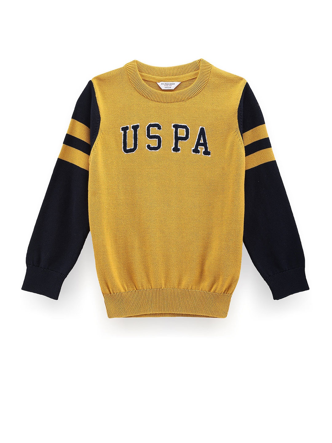 

U.S. Polo Assn. Kids Boys Printed Pure Cotton Pullover, Yellow