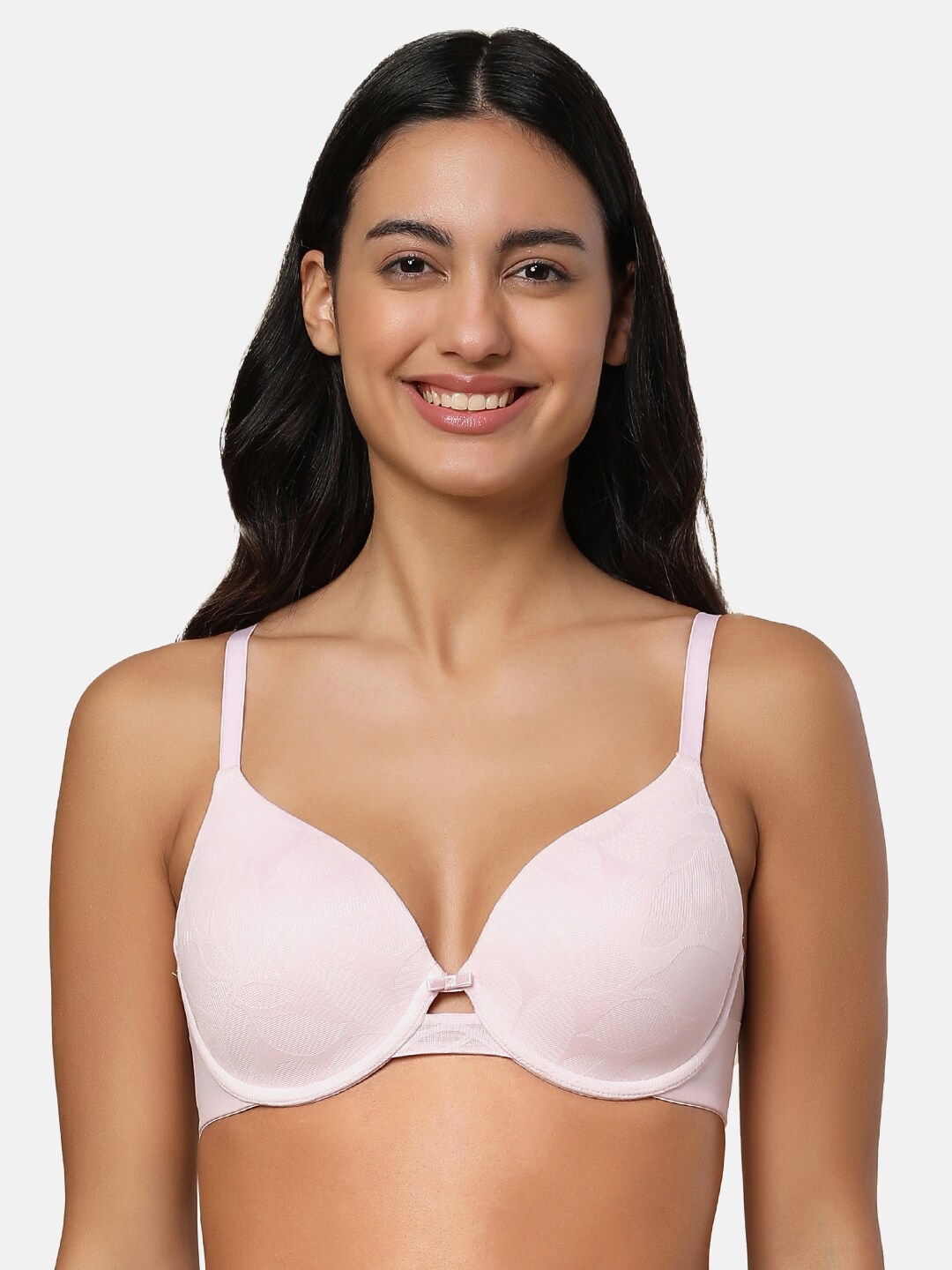 

Triumph Floral Self Design Lightly Padded T-shirt Bra, Pink