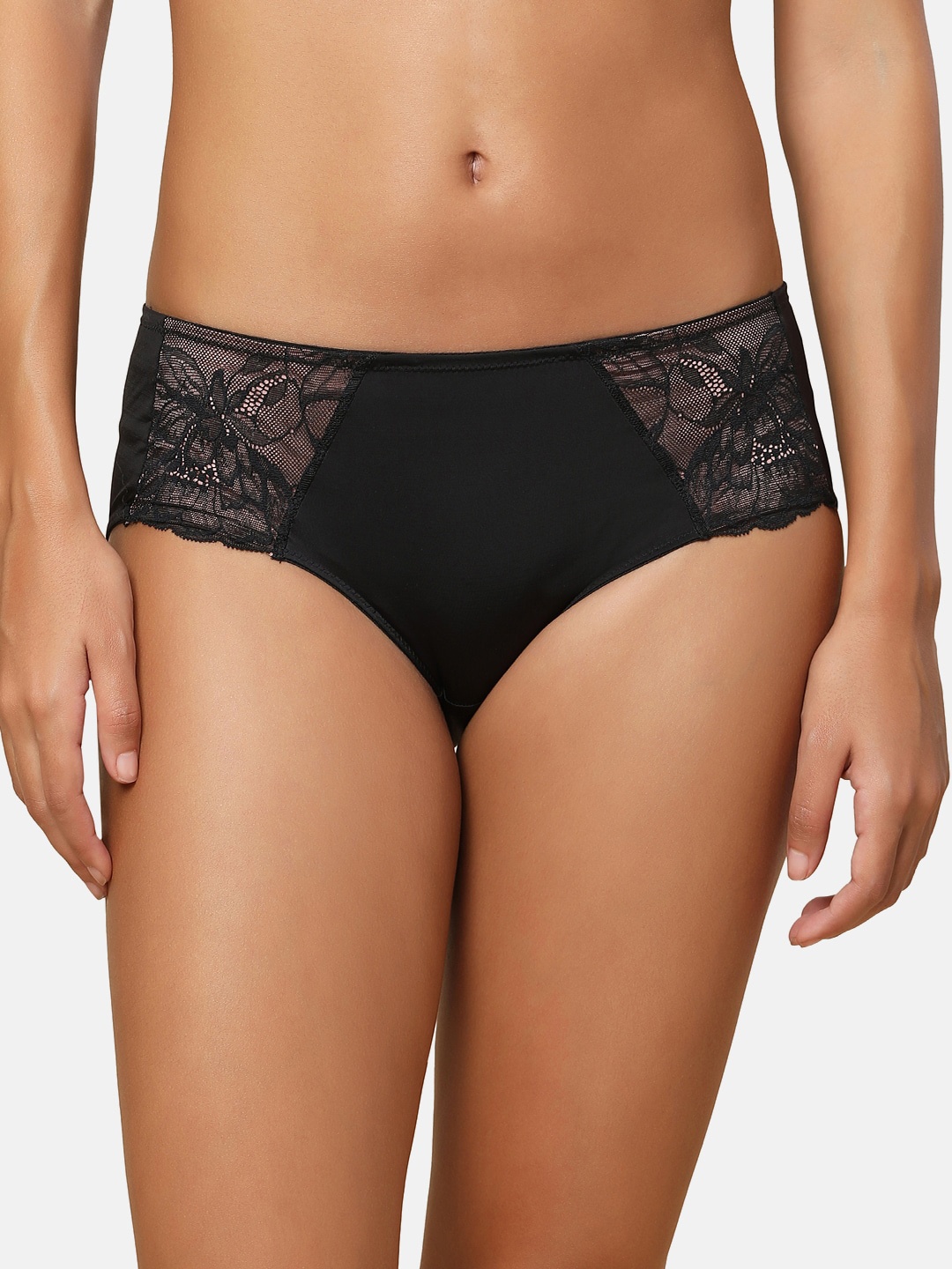 

Triumph Amourette Self Design Anti Microbial Hipster Brief, Black