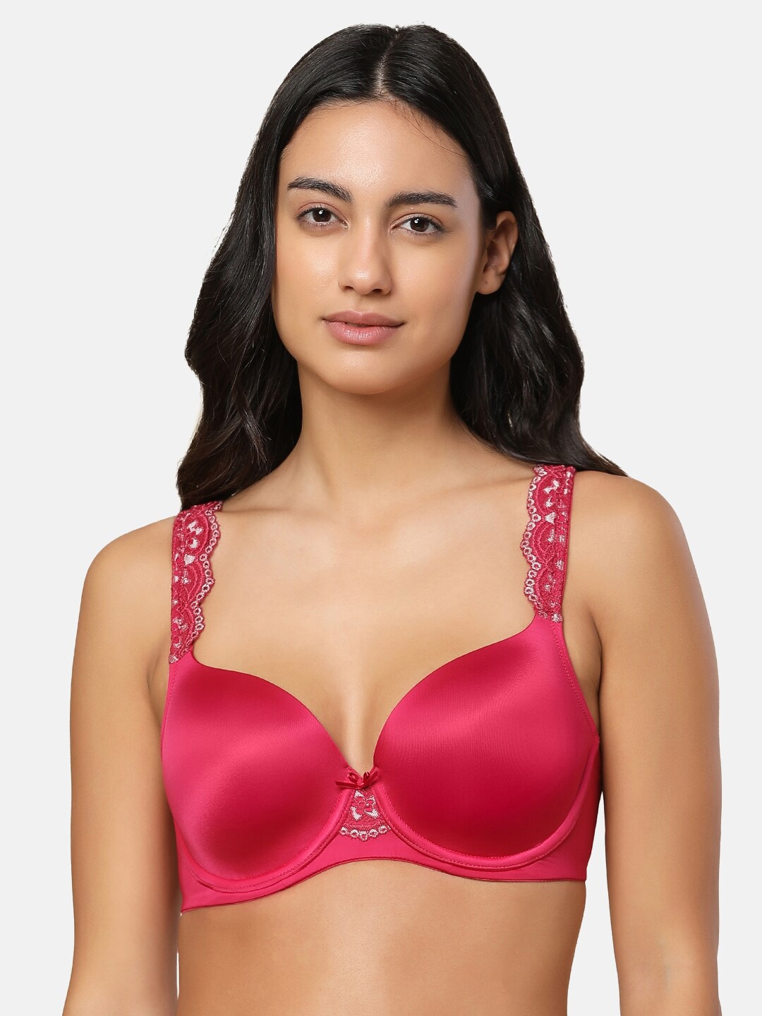 

Triumph Lightly Padded Lace Bra T-shirt Bra All Day Comfort, Pink