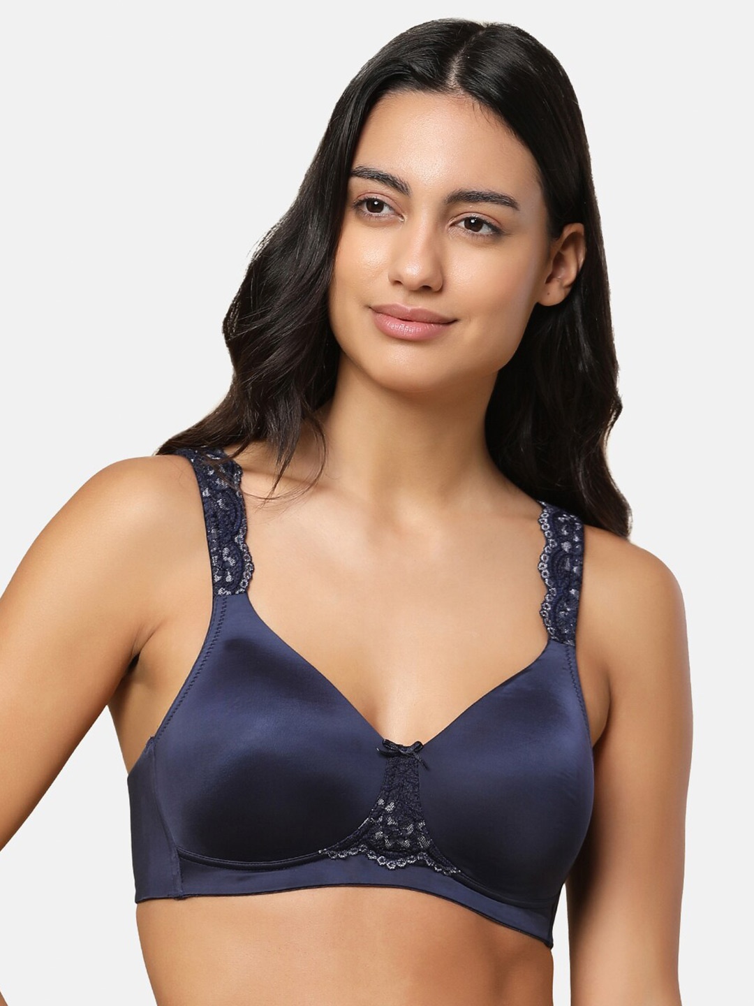 

Triumph Lightly Padded Lace Bra T-shirt Bra All Day Comfort, Blue
