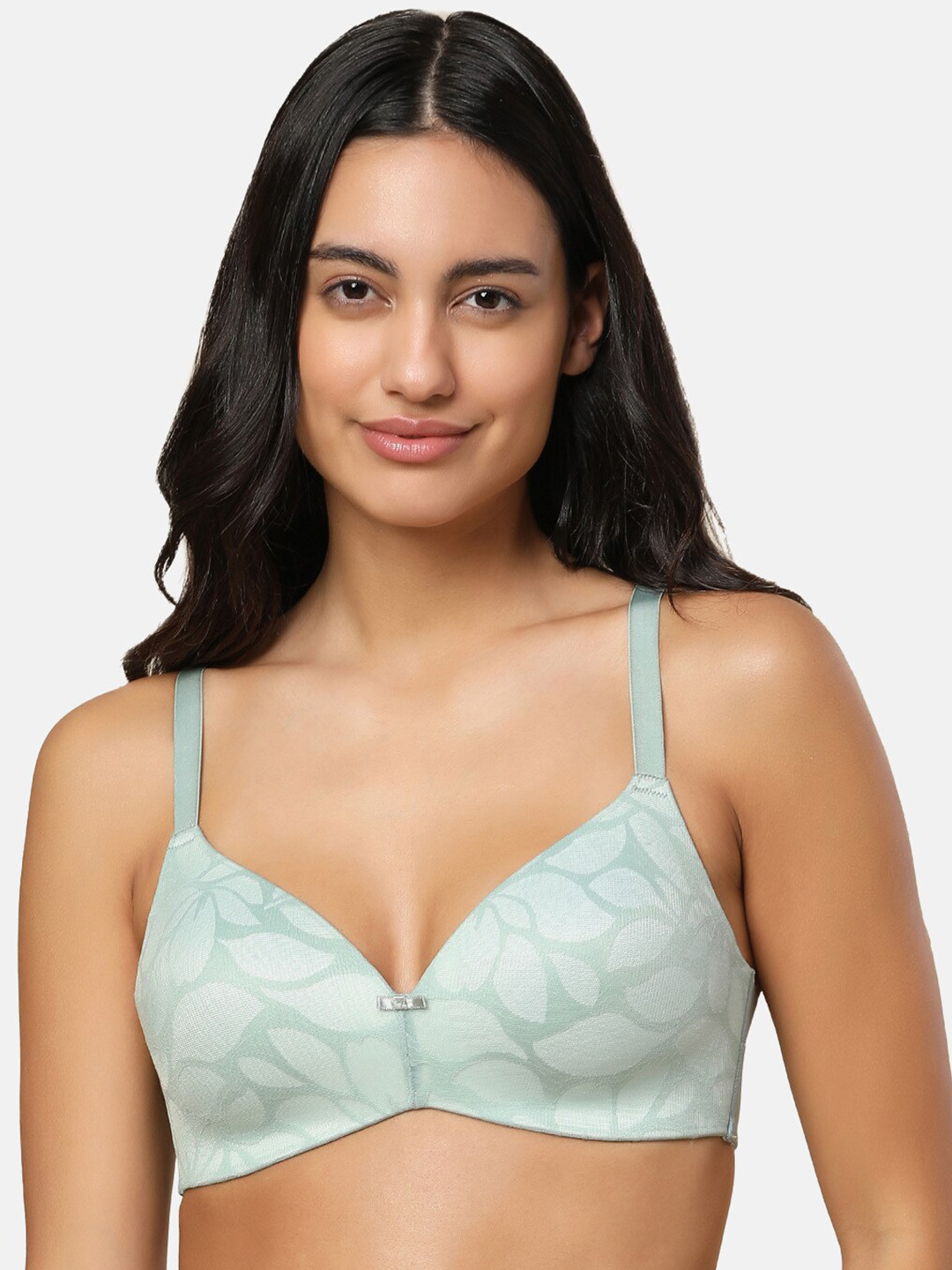 

Triumph Floral Printed Full Coverage Lightly Padded T-Shirt Bra With All Day Comfort, Green