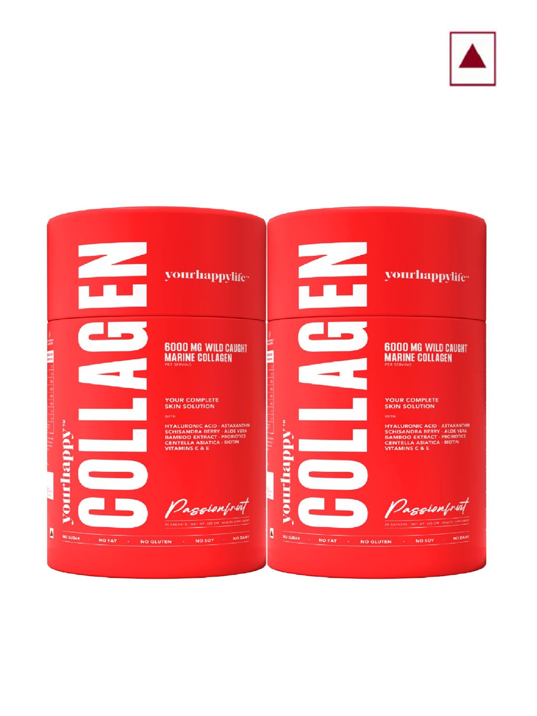 

yourhappylife Set Of 2 Wild Caught Marine Collagen 6000mg Powder - 30 Sachets Each, Red