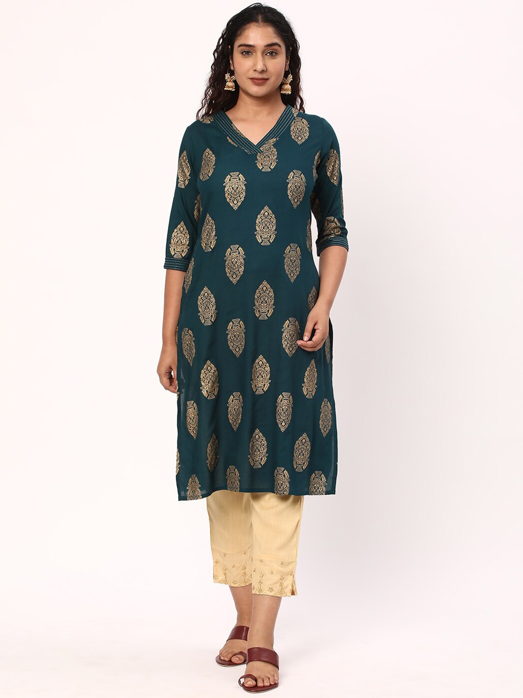 

R&B Women Blue Ethnic Motifs Printed Anarkali Kurta