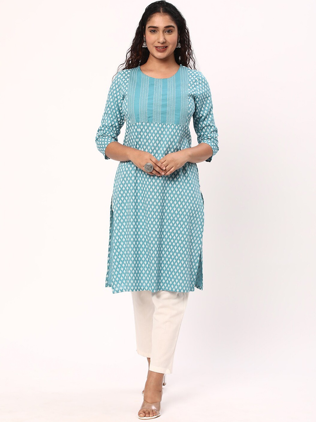 

R&B Ethnic Motifs Printed Straight Kurta, Blue