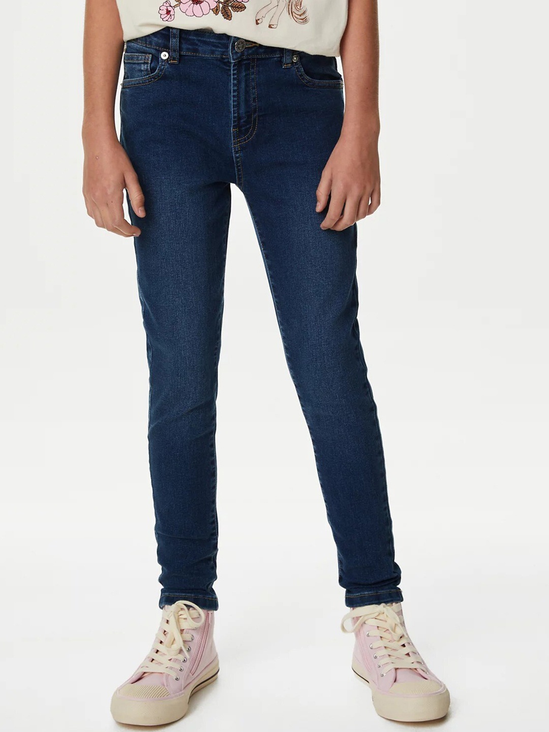 

Marks & Spencer Girls Blue Skinny Fit Mid-Rise Stretchable Jeans