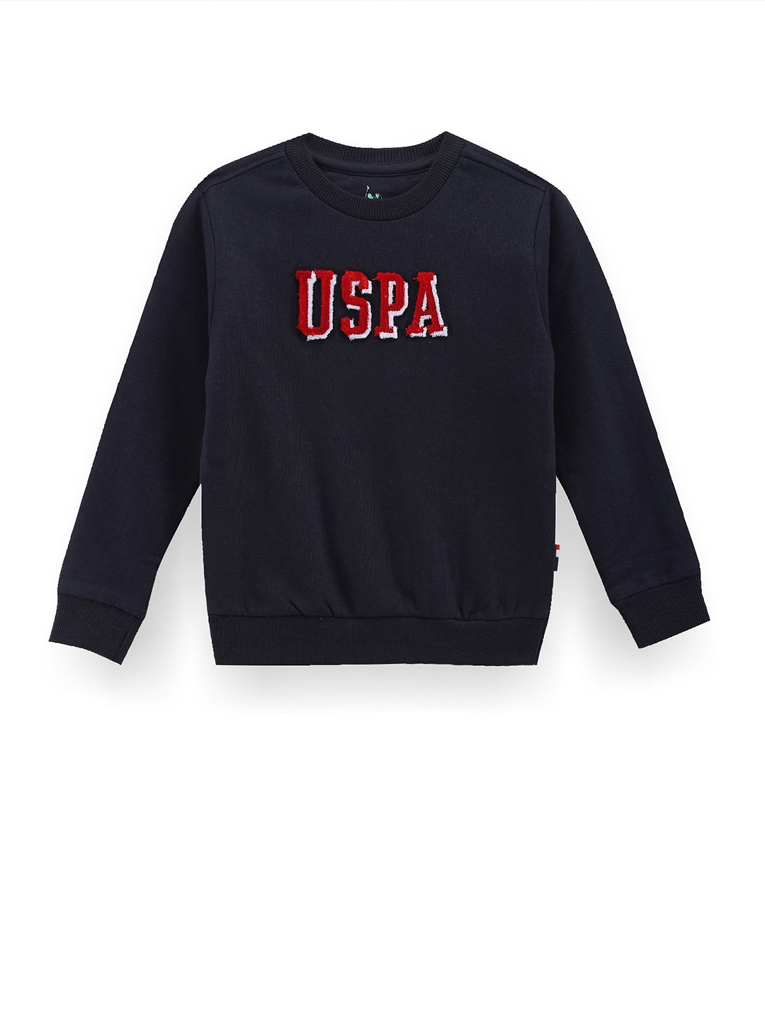 

U.S. Polo Assn. Kids Boys Typography Printed Pure Cotton Pullover, Navy blue