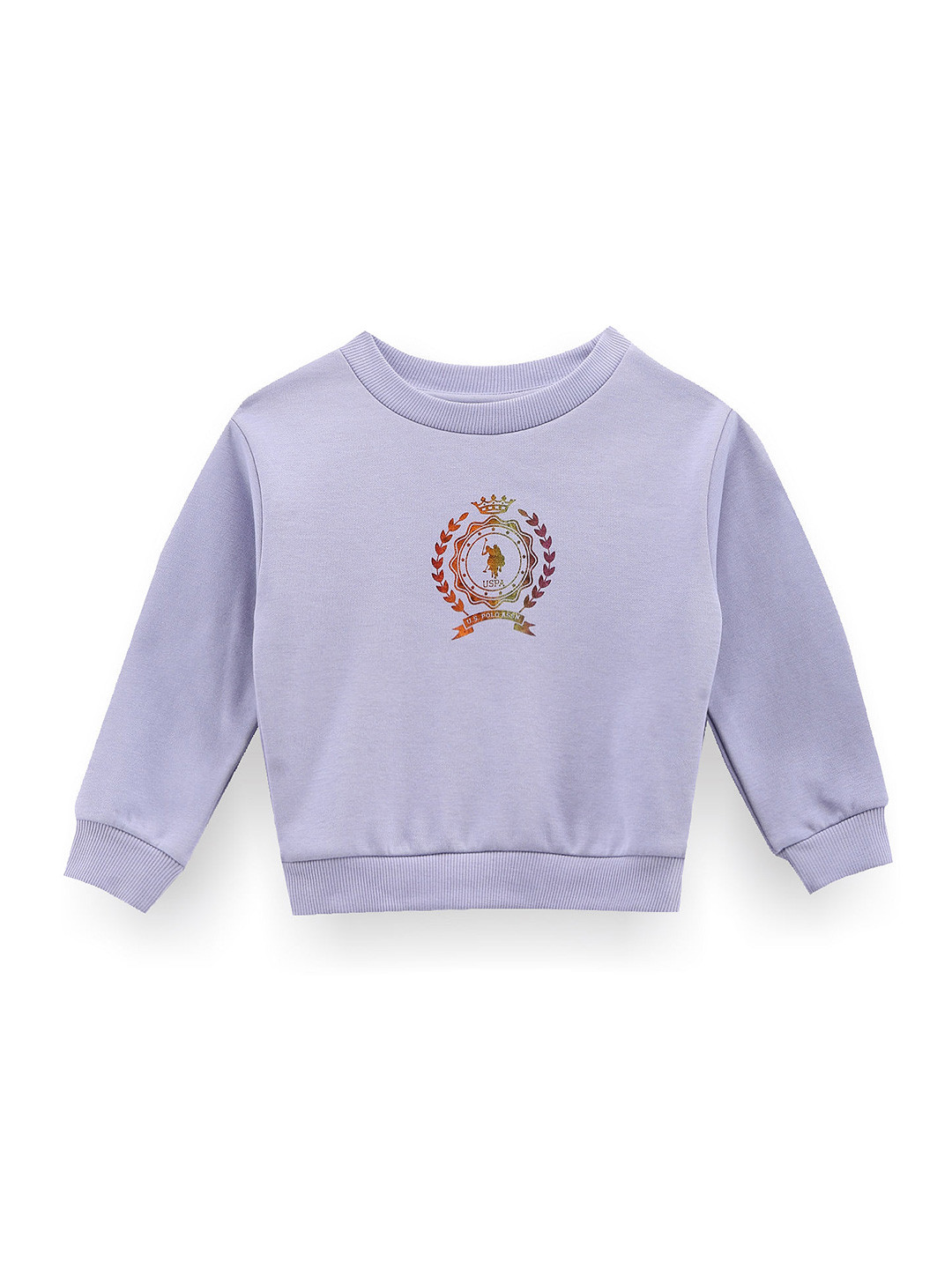 

U.S. Polo Assn. Kids Girls Graphic Printed Pullover, Purple
