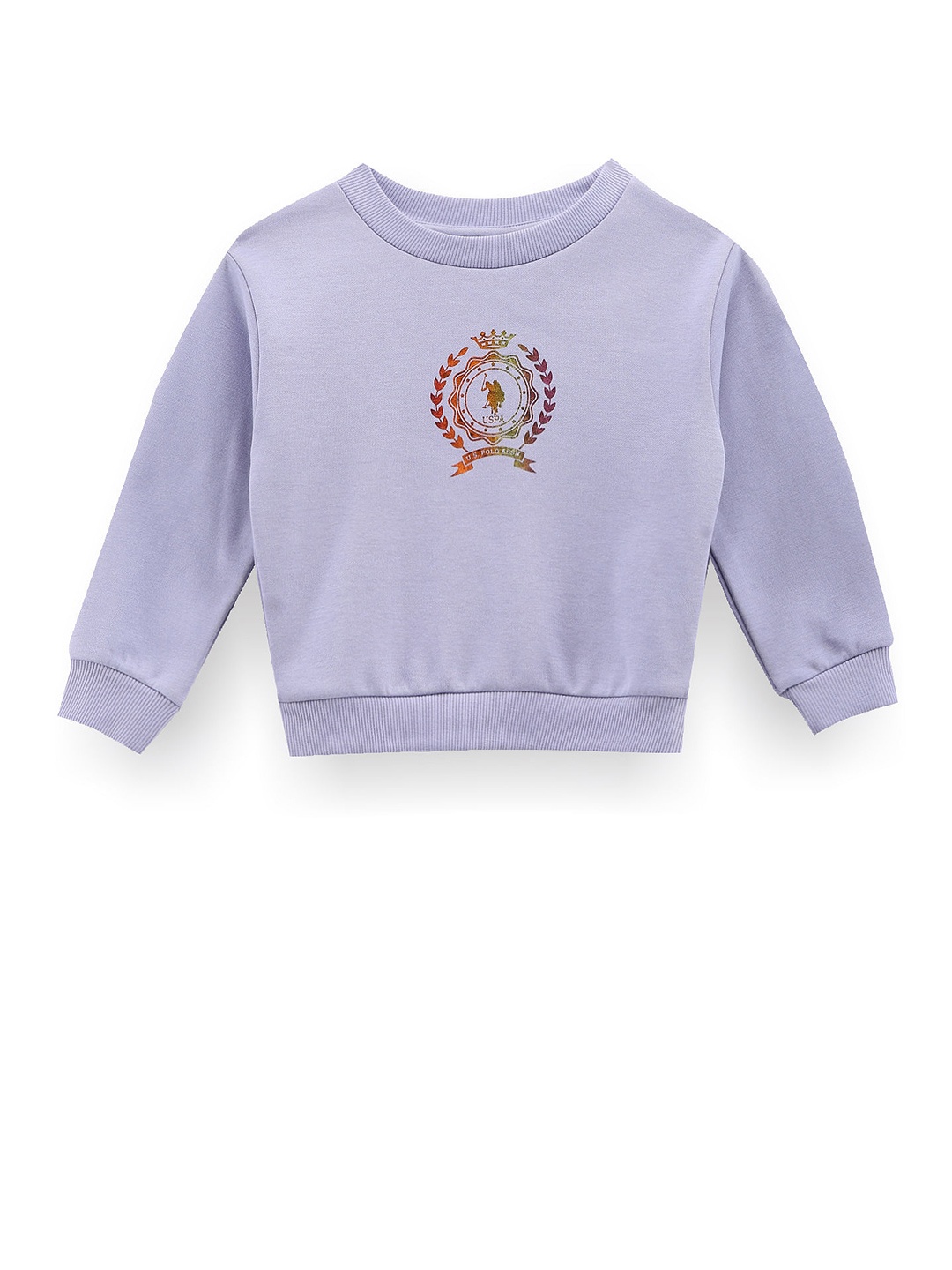 

U.S. Polo Assn. Kids Girls Graphic Printed Pullover Sweatshirt, Purple
