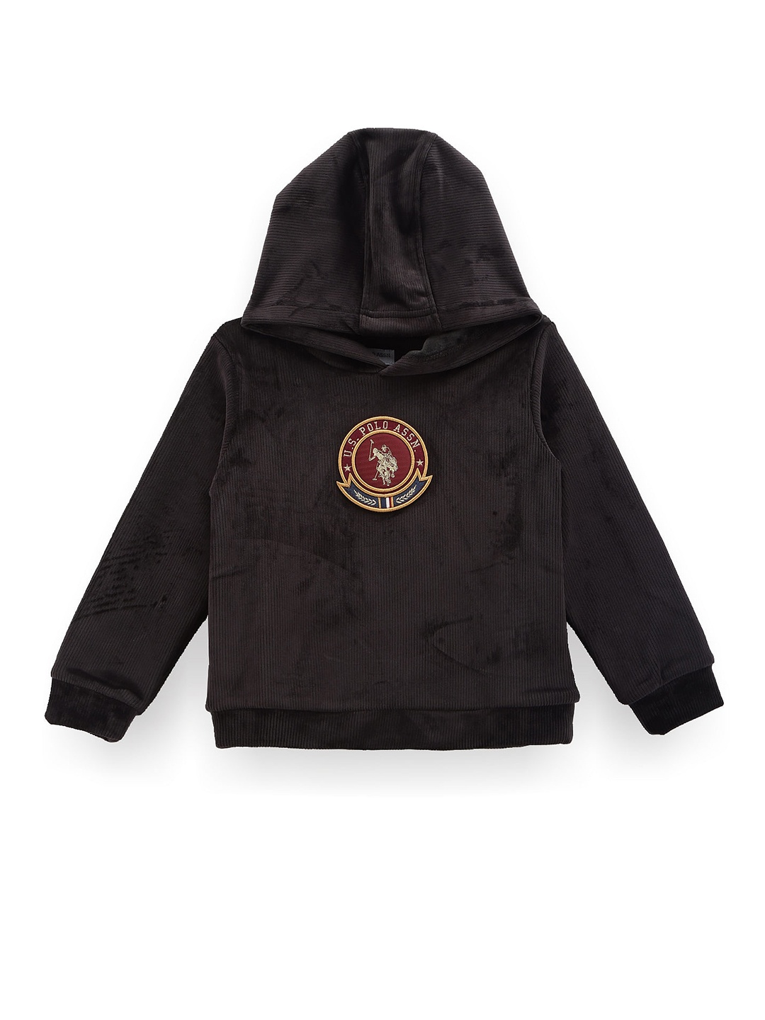 

U.S. Polo Assn. Kids Boys Hooded Applique Pullover Sweatshirt, Black