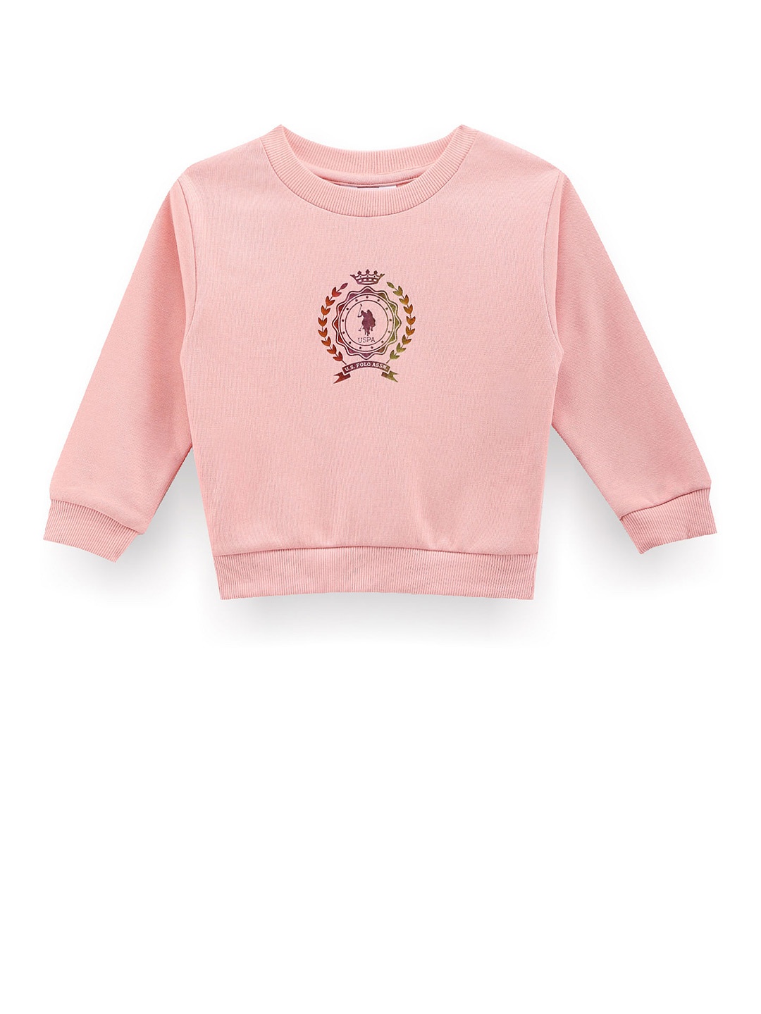 

U.S. Polo Assn. Kids Girls Graphic Printed Pullover Sweatshirt, Pink