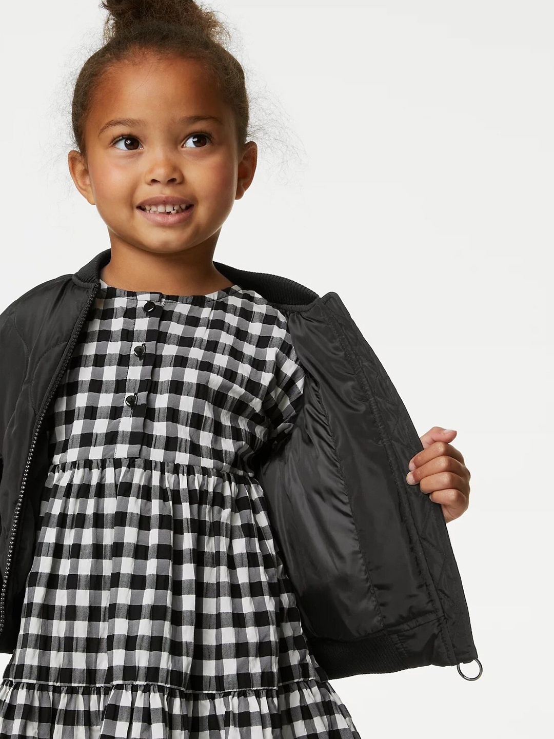 

Marks & Spencer Girls Mock Collar Quilted Jacket, Black