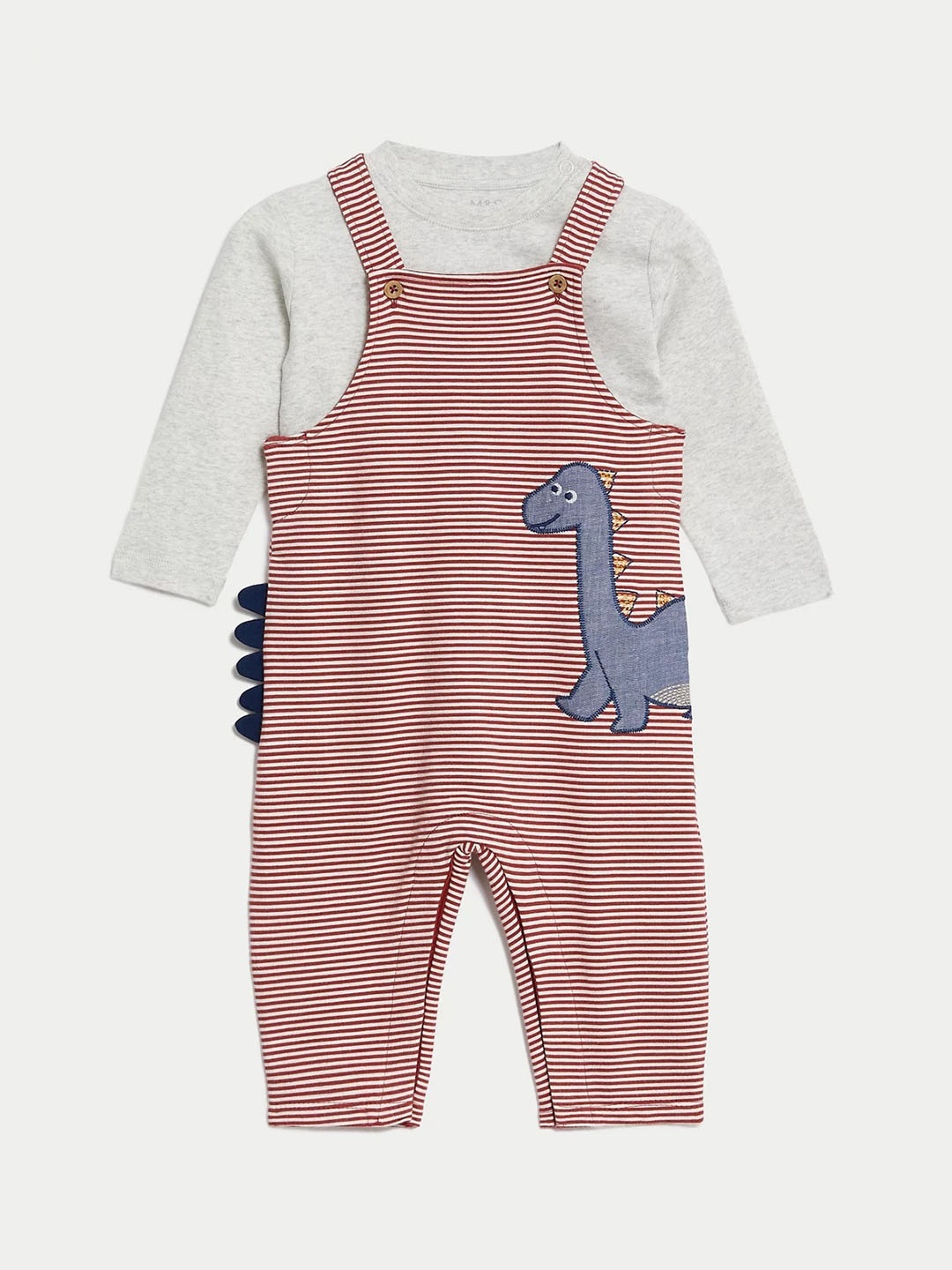 

Marks & Spencer Boys Striped Dungarees With T-Shirt, Red