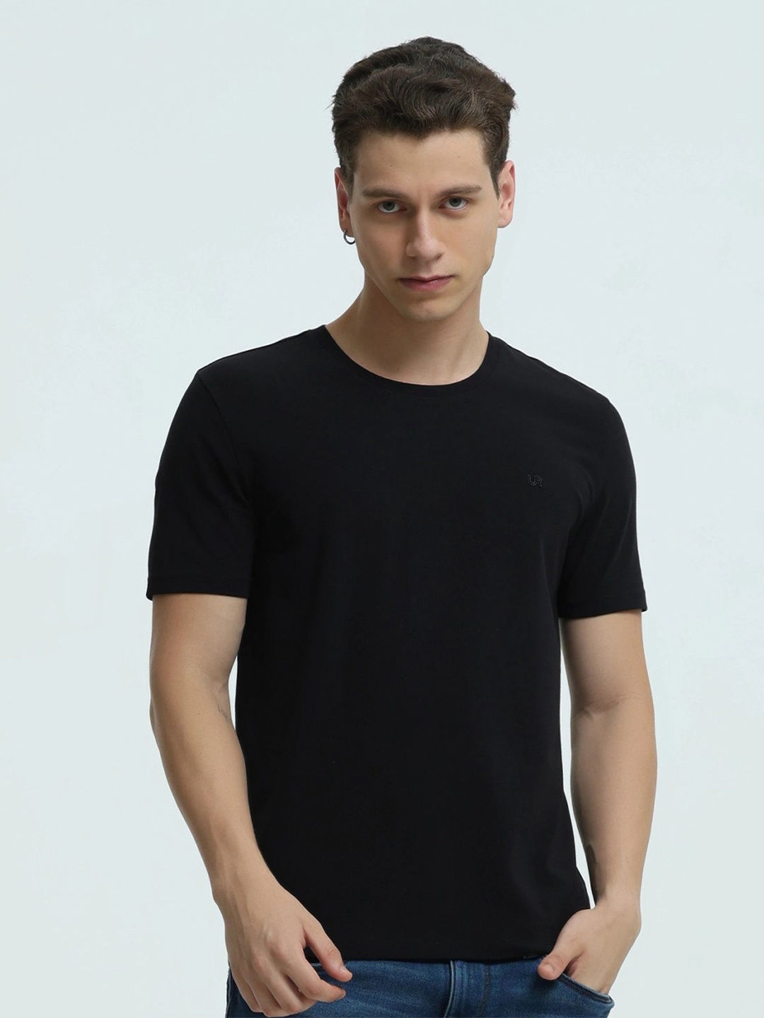 

TURMS Men Anti-Stain & Anti-Odour Crew Neck T-shirt, Black