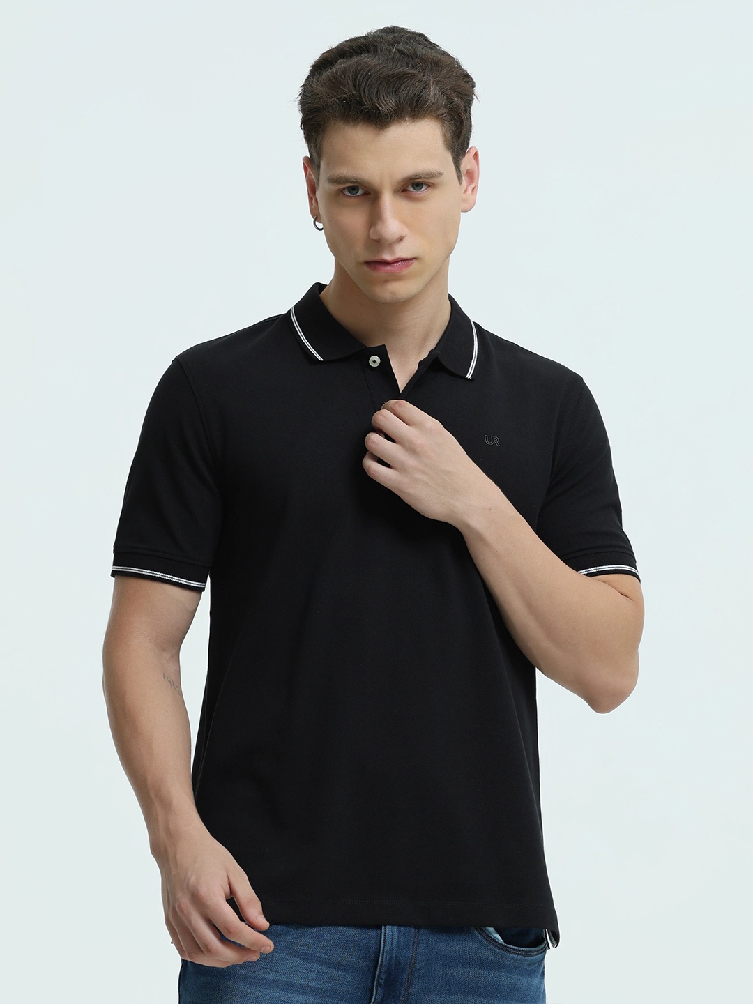 

TURMS Anti Stain Anti Odor Water Repellent Cotton Polo T-Shirt, Black