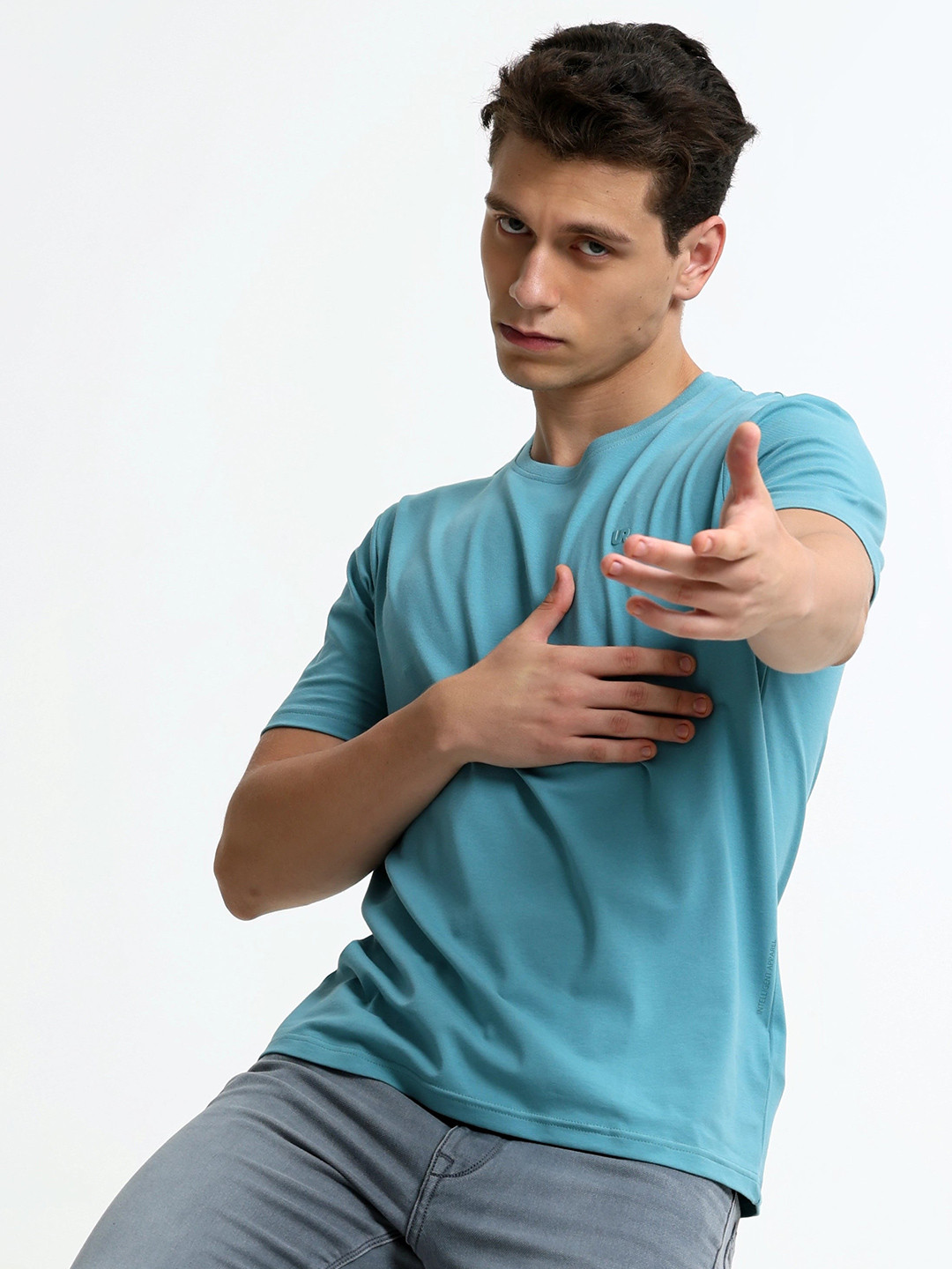 

TURMS Anti-Stain Anti-Odor Water Repellent Crew Neck Casual T-Shirt, Blue