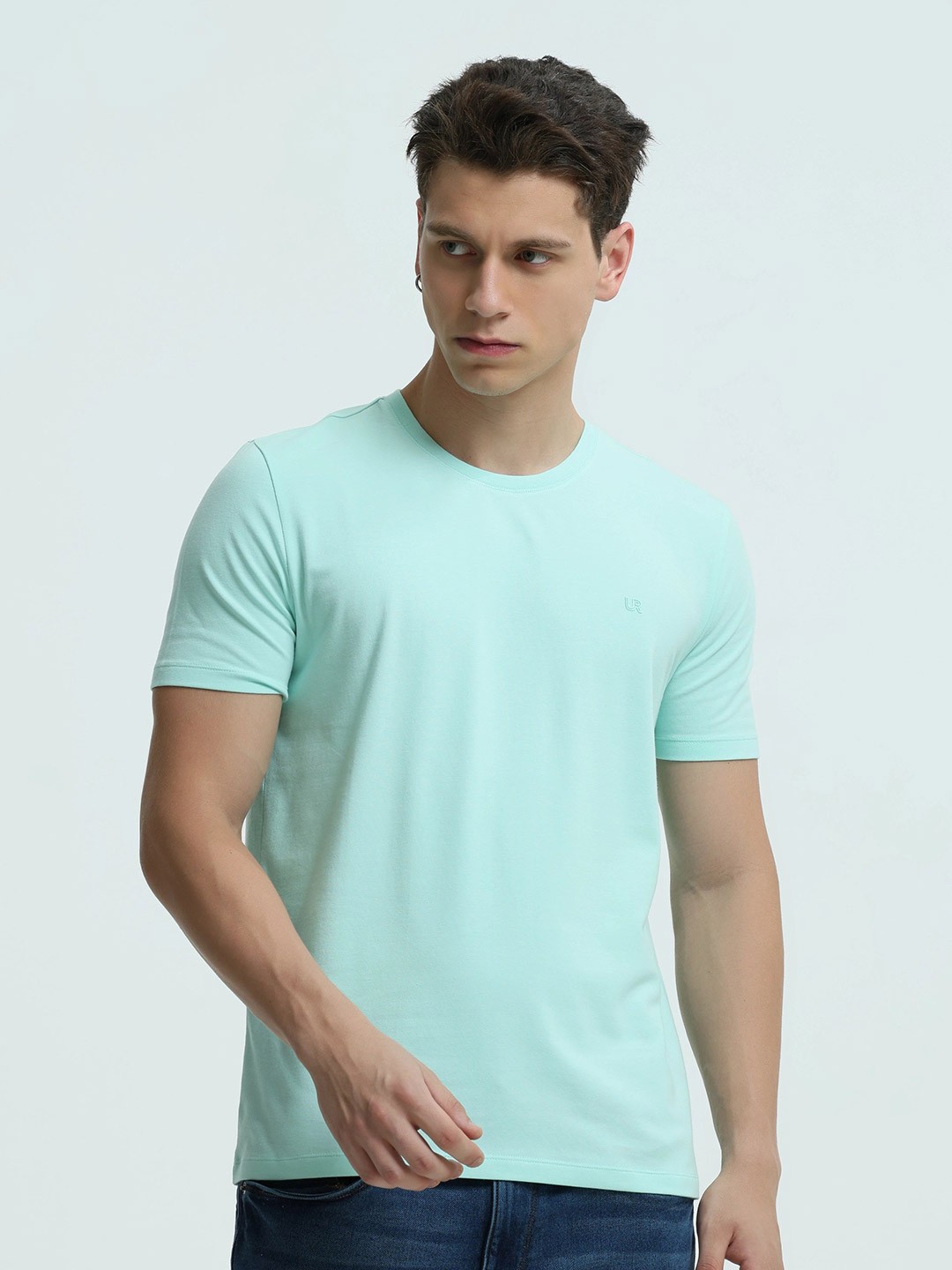 

TURMS Anti-Stain Anti-Odor Water Repellent Crew Neck Casual T-Shirt, Turquoise blue