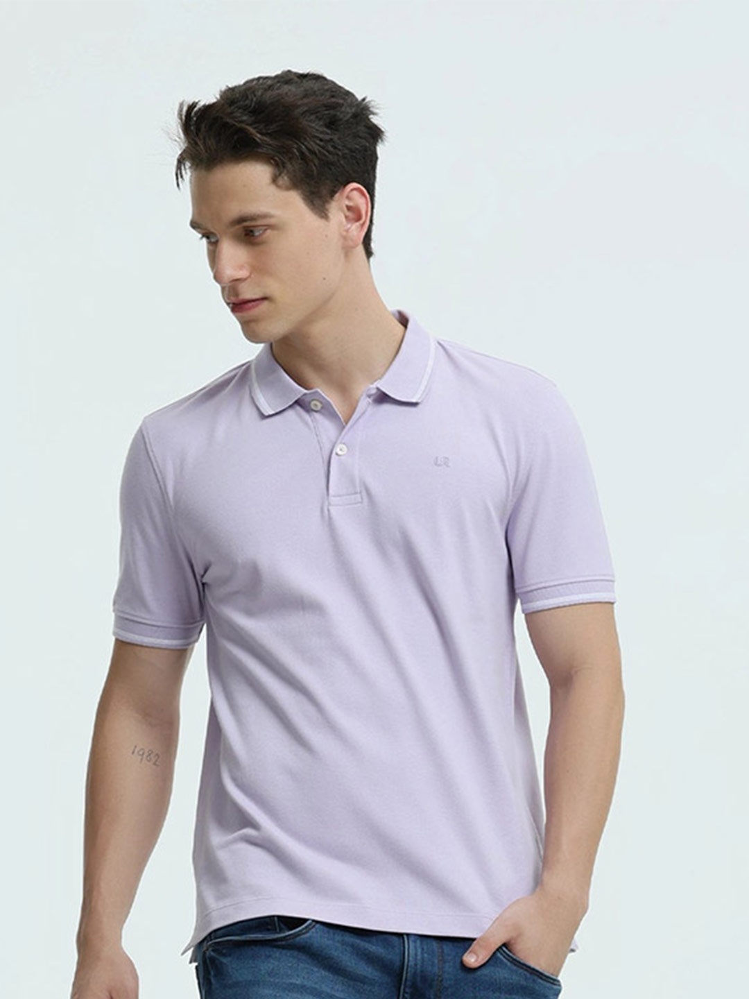 

TURMS Anti Stain Anti Odor Water Repellent Cotton Polo T-Shirt, Lavender