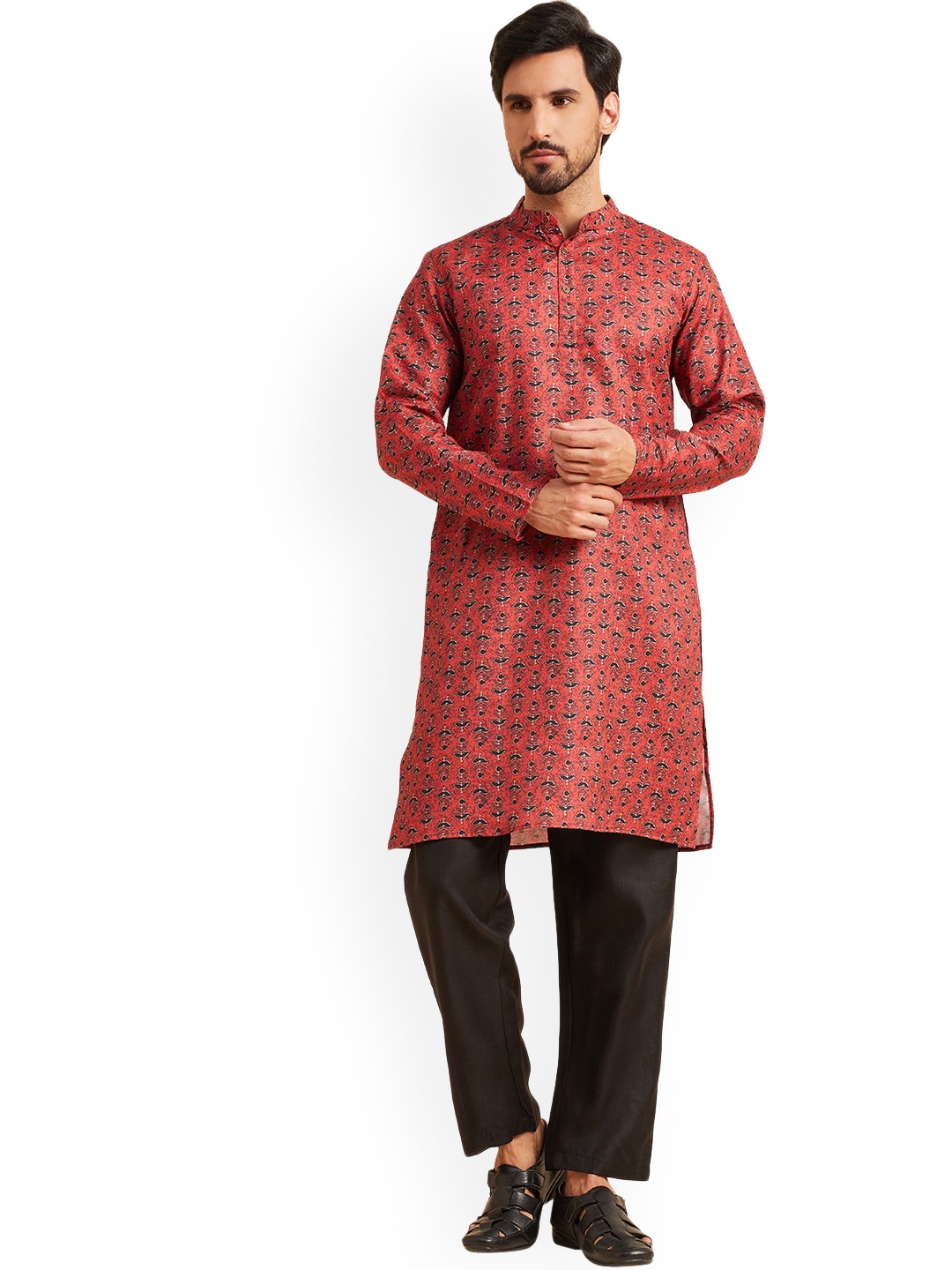 

Nimayaa Ethnic Motifs Printed Kurta with Trousers, Red