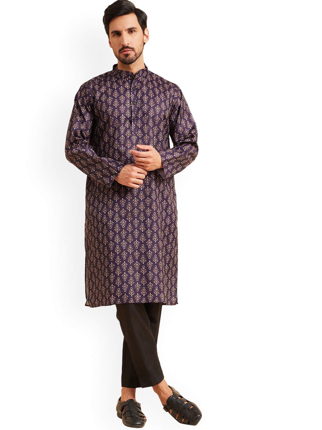 

Nimayaa Ethnic Motifs Printed Regular Kurta With Trousers, Purple