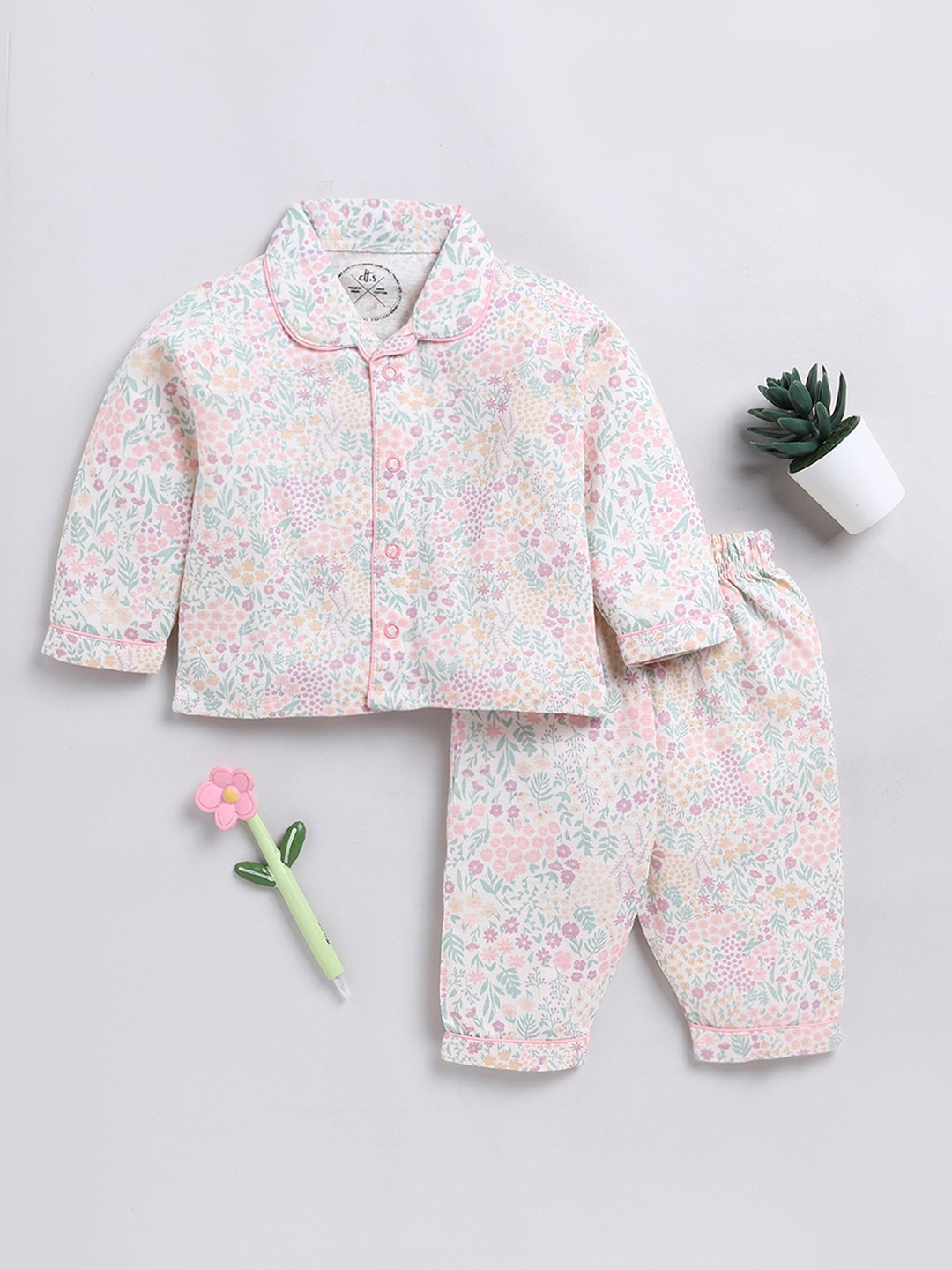 

Clt.s Unisex Kids Floral Printed T-Shirt & Lounge Pants, Pink