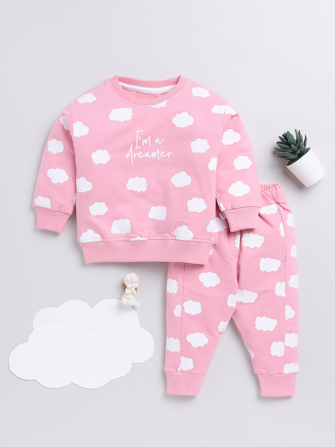 

Clt.s Infants Conversational Printed Pure Cotton Night suit, Pink