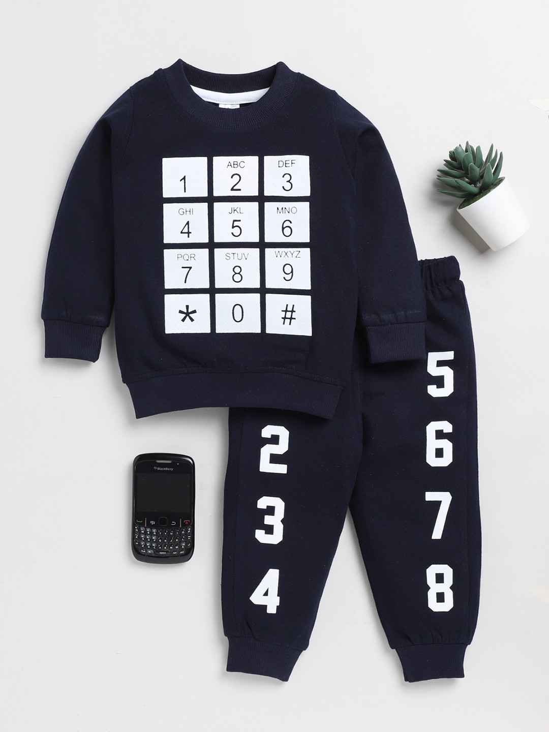

Clt.s Unisex Kids Graphic Printed Sweatshirt & Lounge Pants, Navy blue