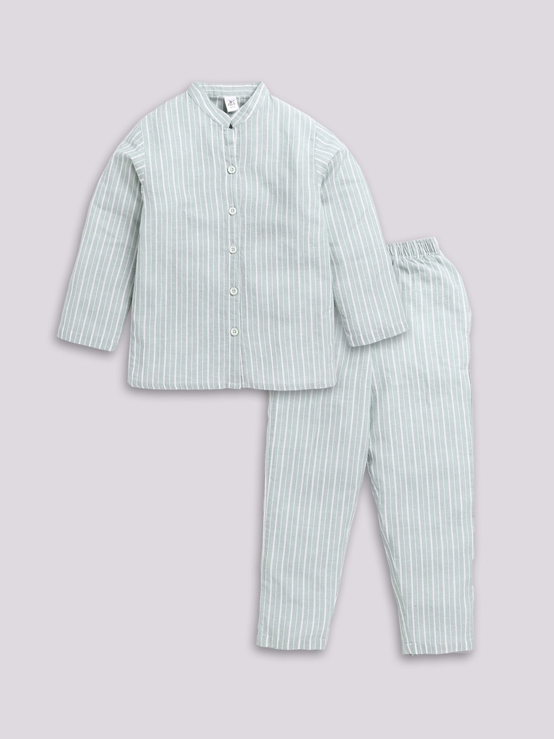 

Clt.s Kids Striped Pure Cotton Night suit, Green