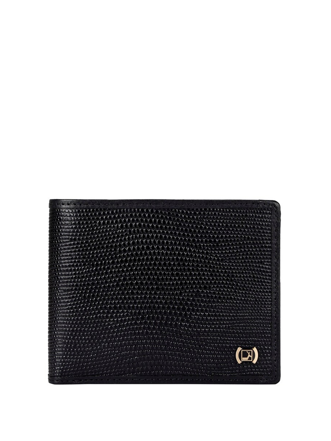 

Da Milano Men Textured Leather Two Fold Wallet, Black