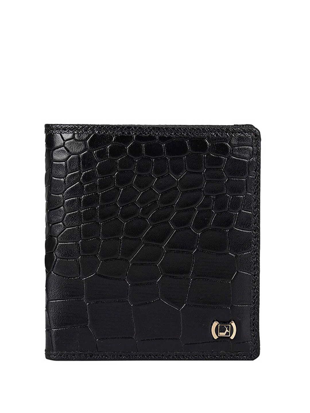 

Da Milano Checked Leather Two Fold Wallet, Black