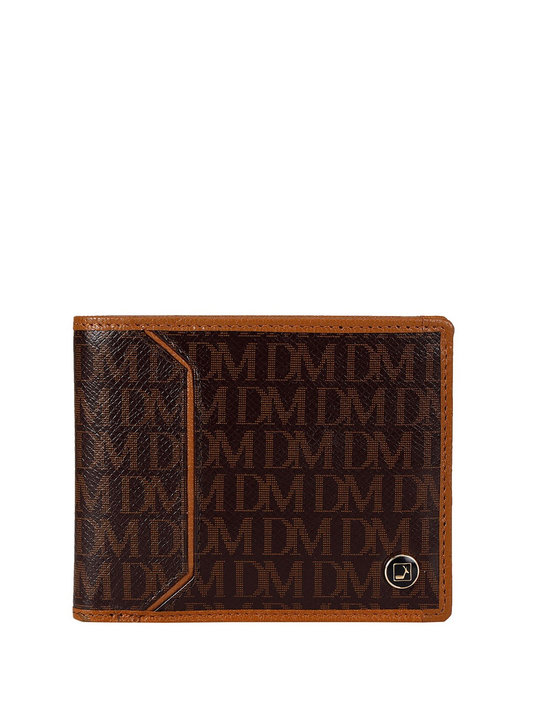 

Da Milano Men Typography Printed Wrist Loop Leather Two Fold Wallet, Brown