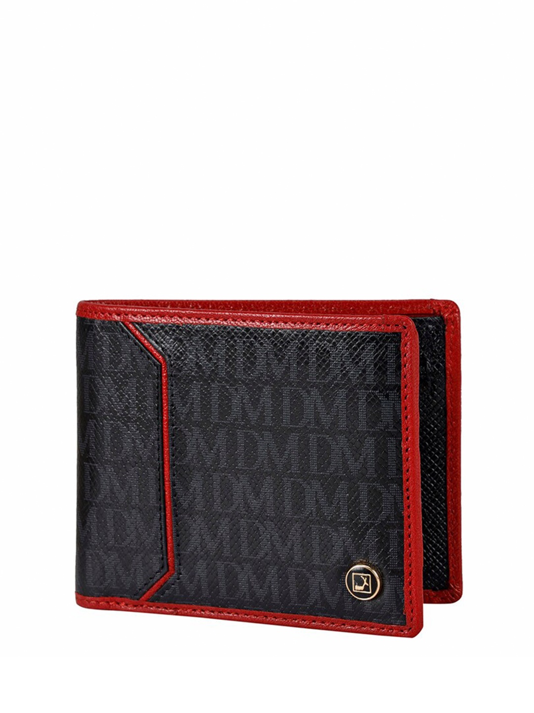 

Da Milano Typography Printed Leather Two Fold Wallet, Black