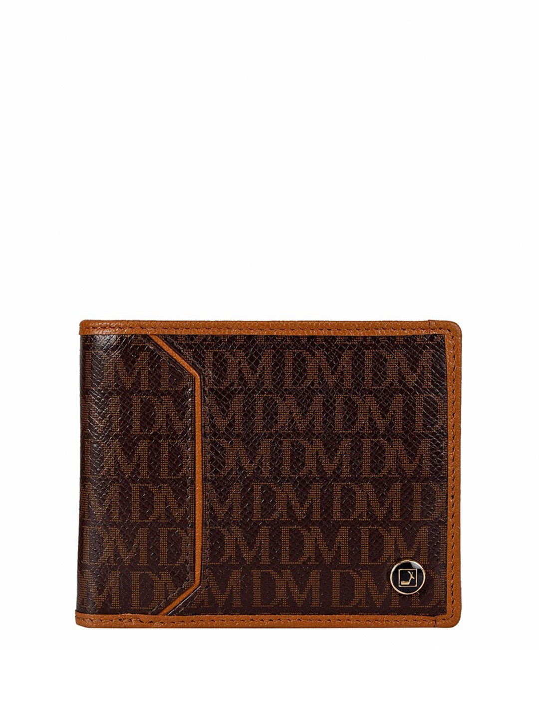 

Da Milano Typography Textured Leather Two Fold Wallet, Brown